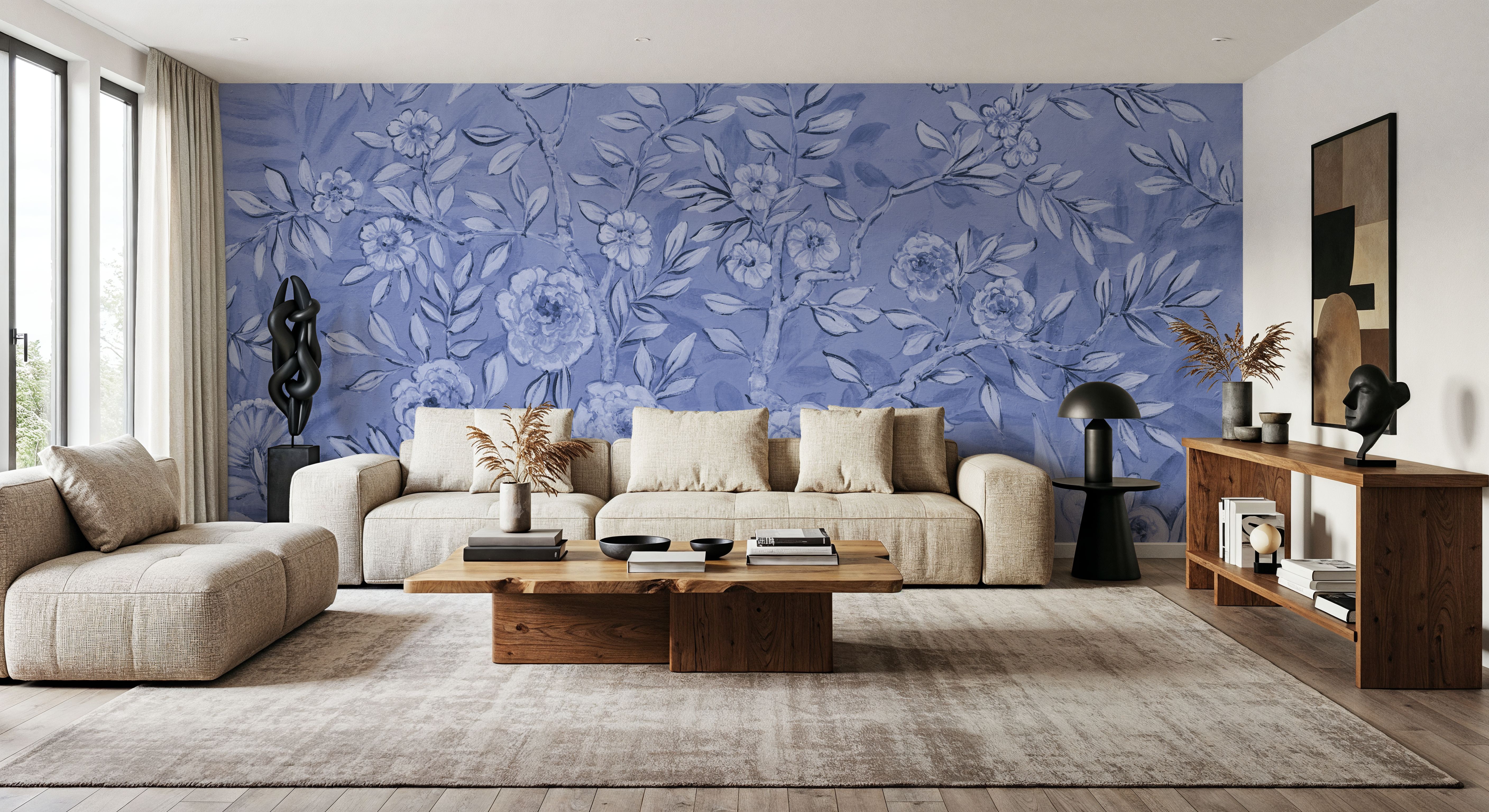 French Garden All Blue, Wallpaper