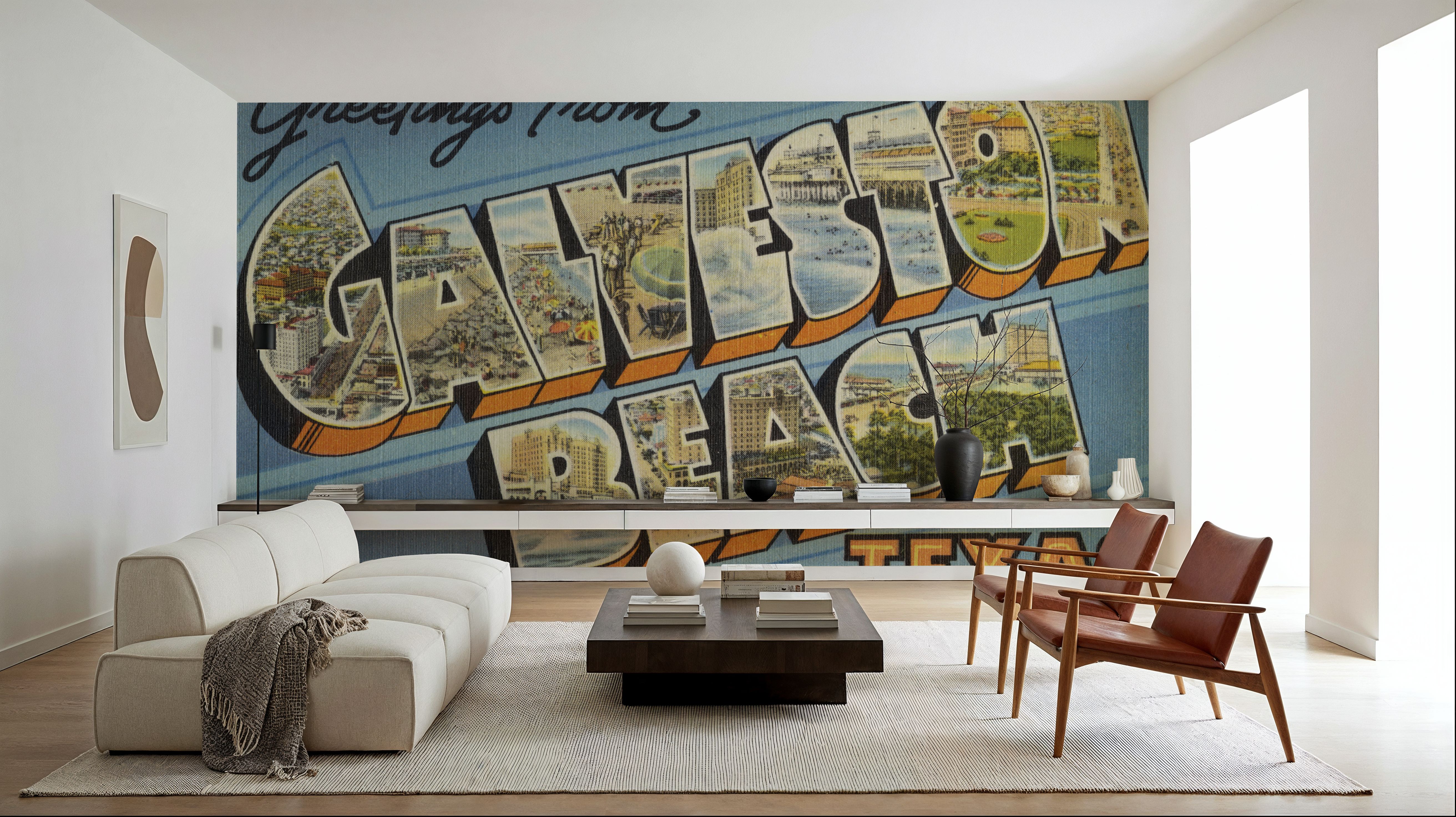 Greetings from Galveston Beach - Screenprint Postcard