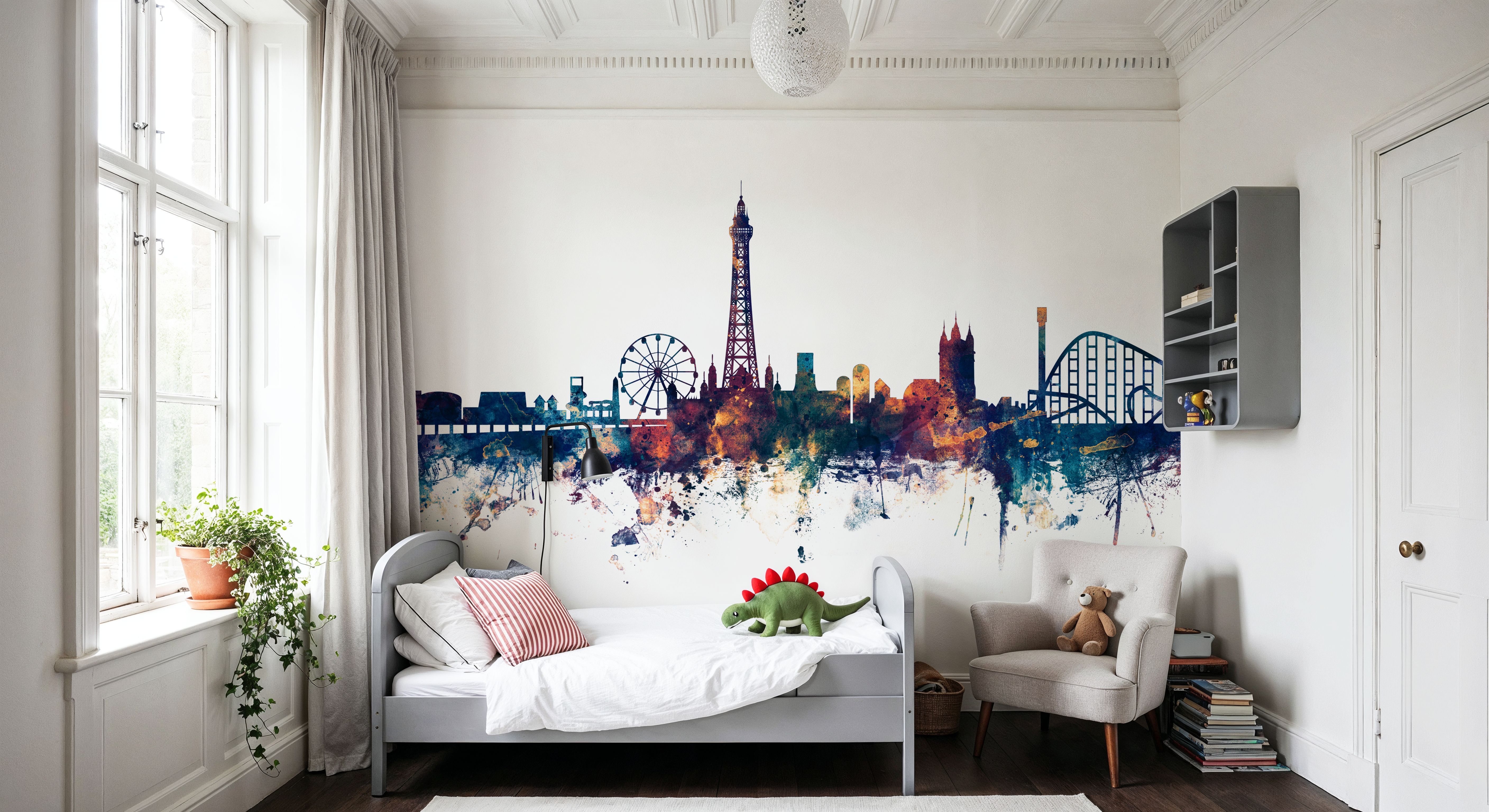 Blackpool England Skyline Blue & Bronze