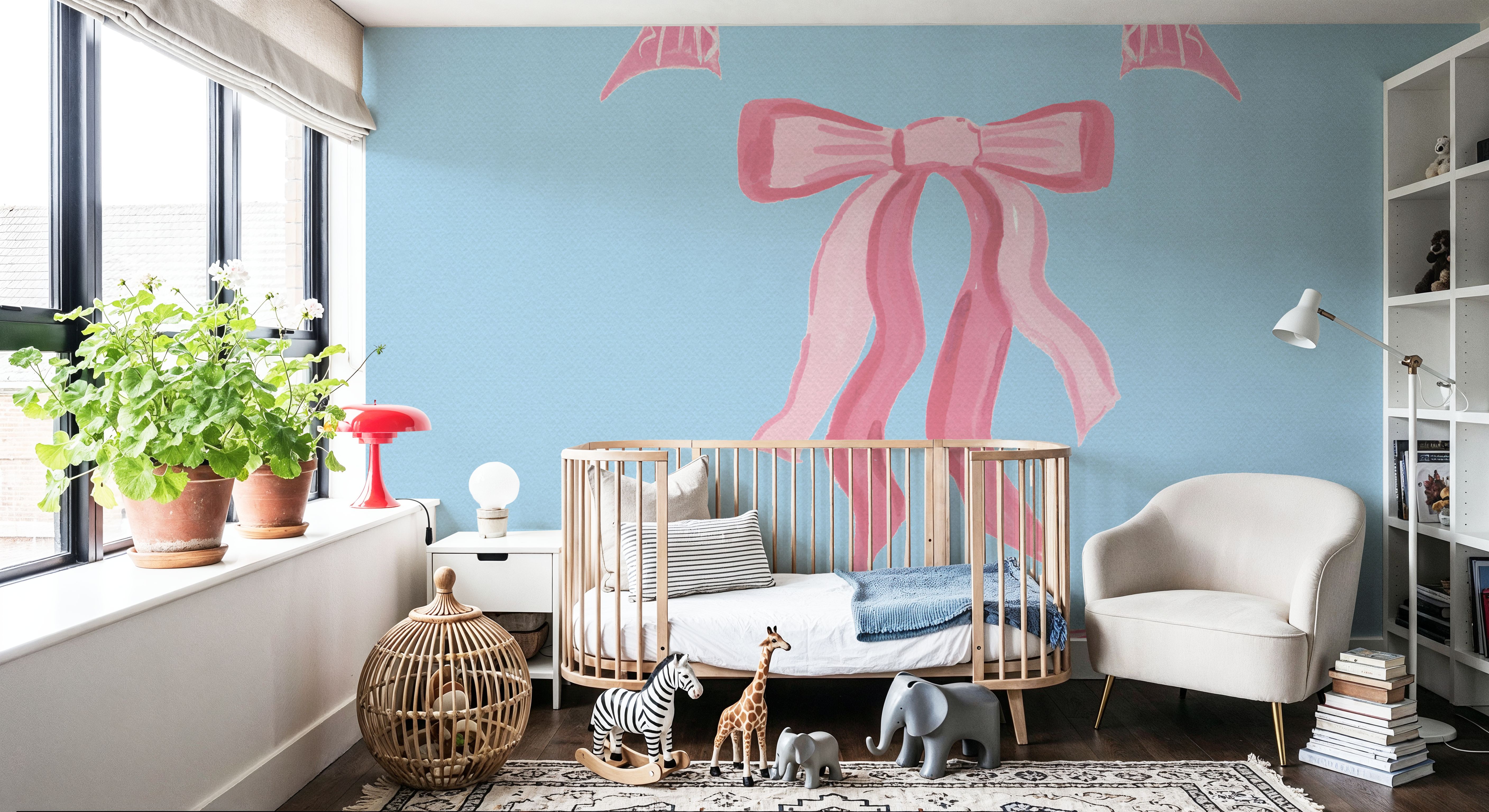 Wall Mural - Pretty Bows II - Graphics mural wallpaper - Pink - Kids' Room - Wallism US - Premium, Textured or Peel & Stick