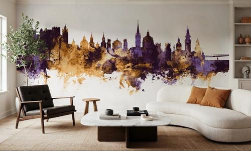 Salzburg Austria Skyline Purple & Gold