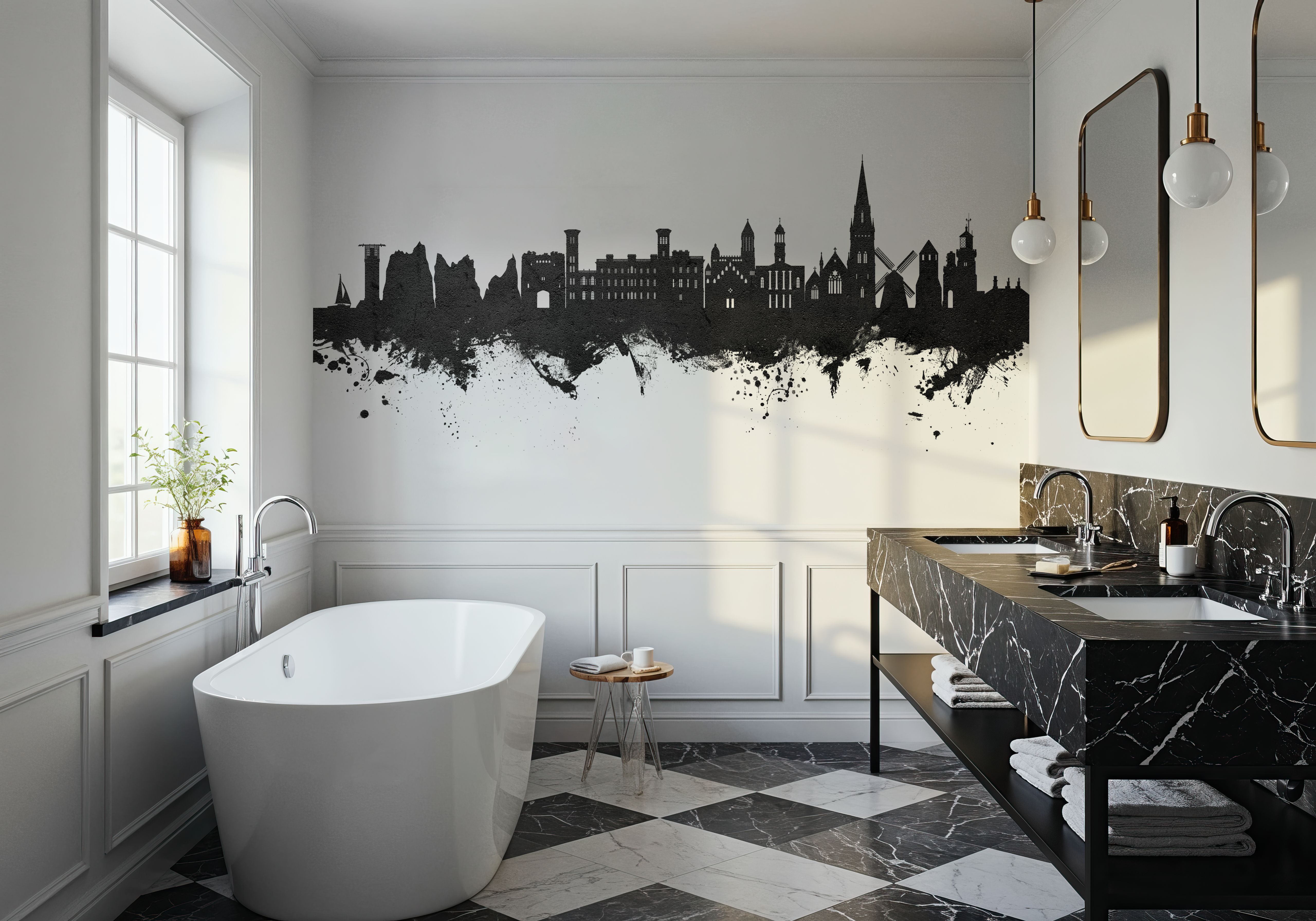 Isle of Wight England Skyline Black & White