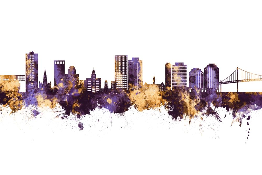 Halifax Canada Skyline Purple & Gold