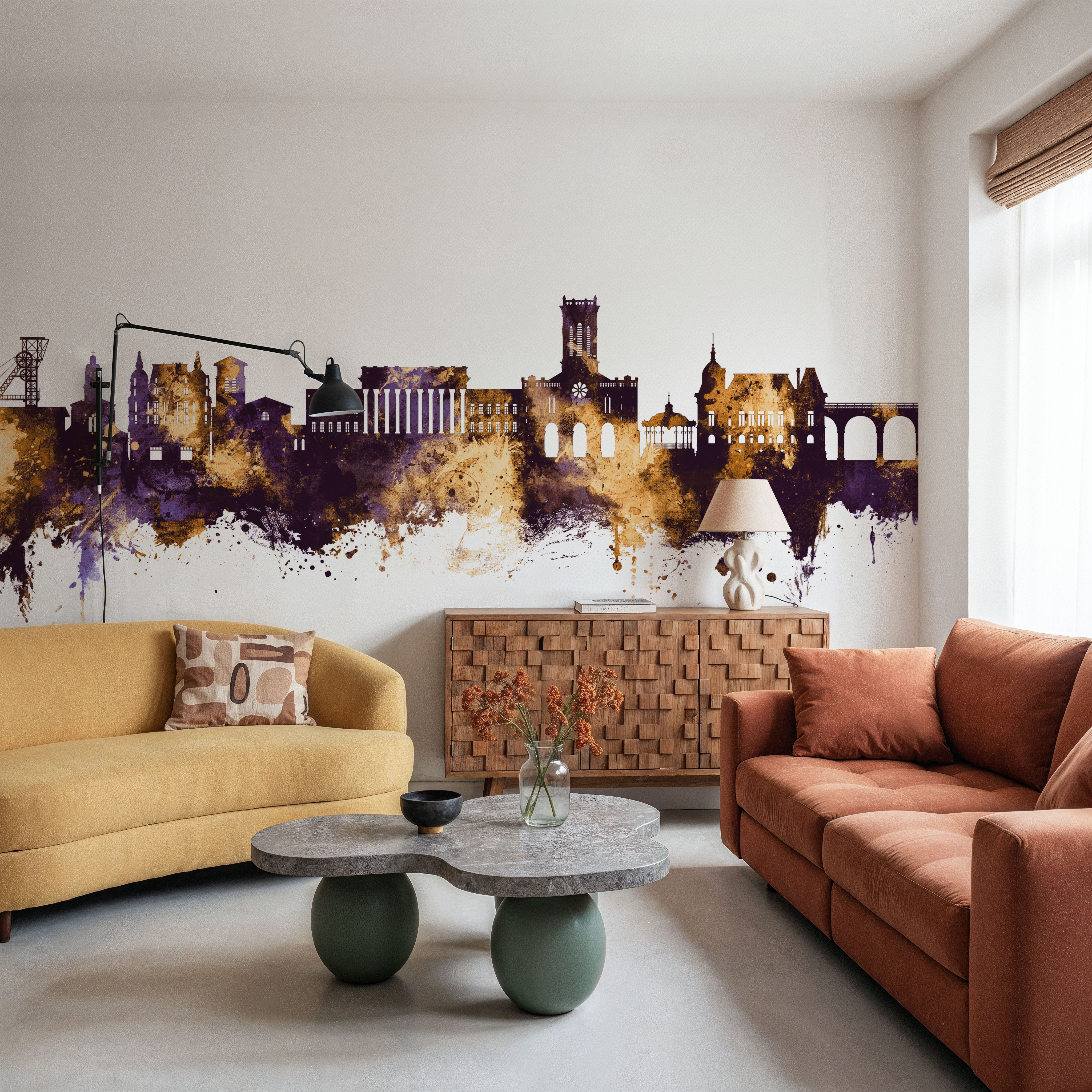 Saint-Étienne France Skyline Purple & Gold