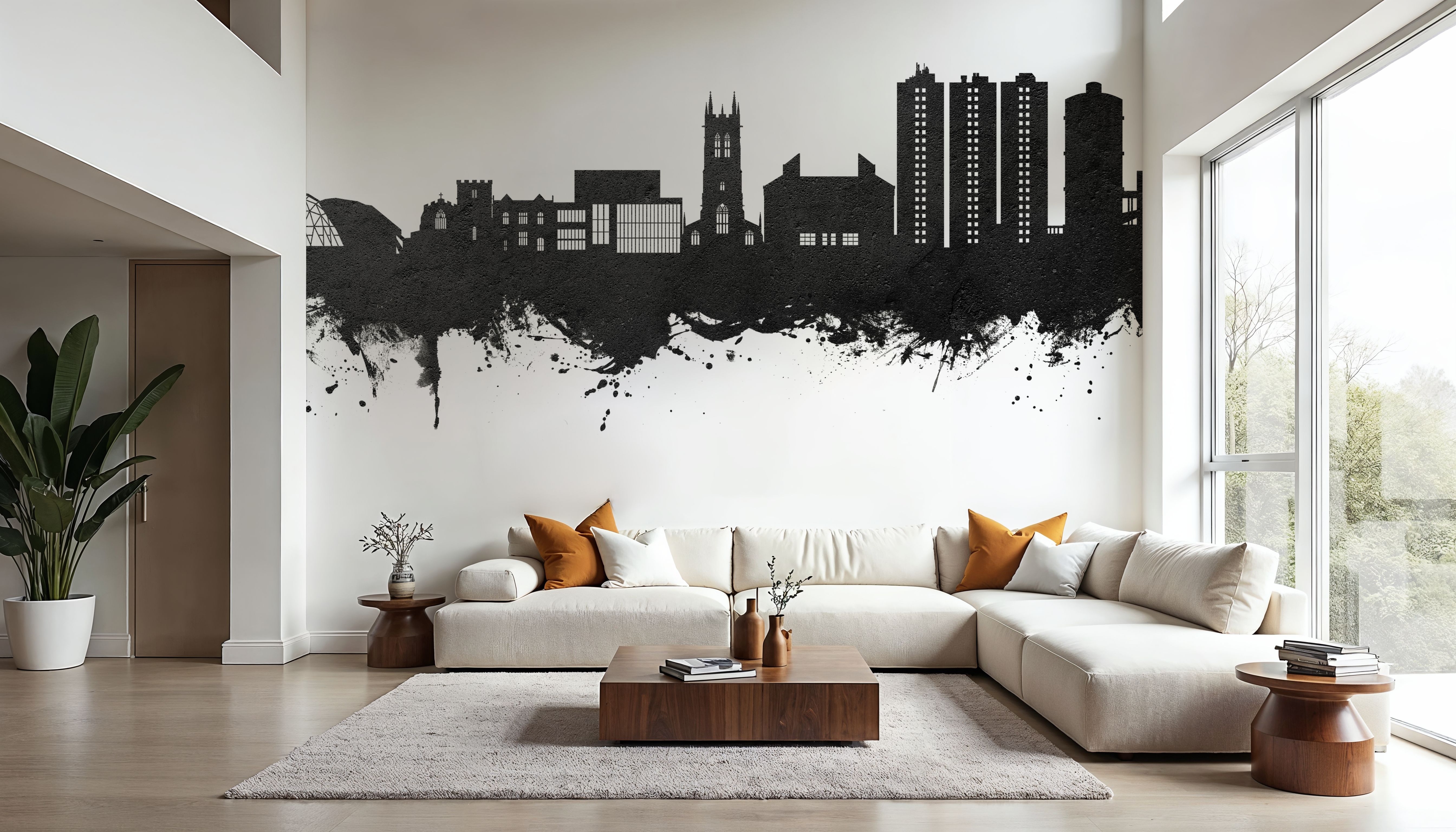 Scunthorpe England Skyline Black & White, Wallpaper