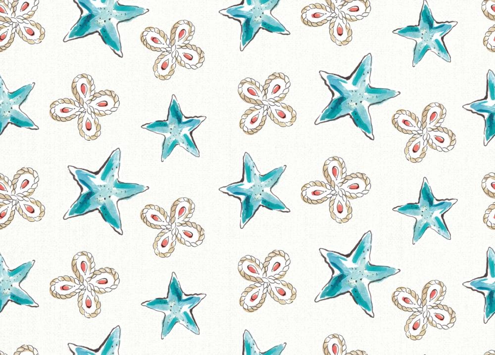 Maritime Stars Blue on White