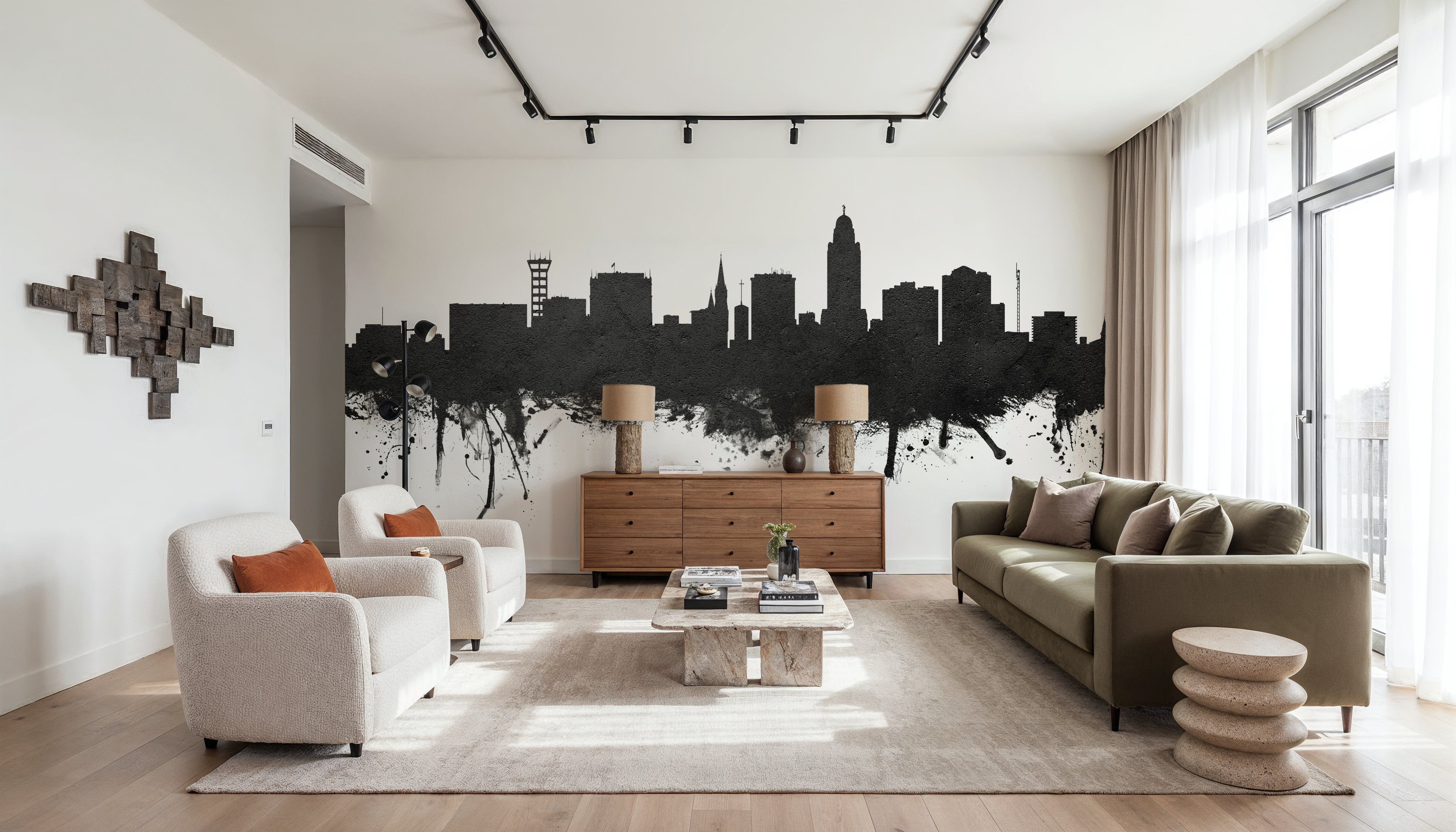 Lincoln Nebraska Skyline Black & White