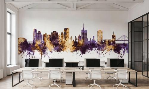 Lagos Nigeria Skyline Purple & Gold