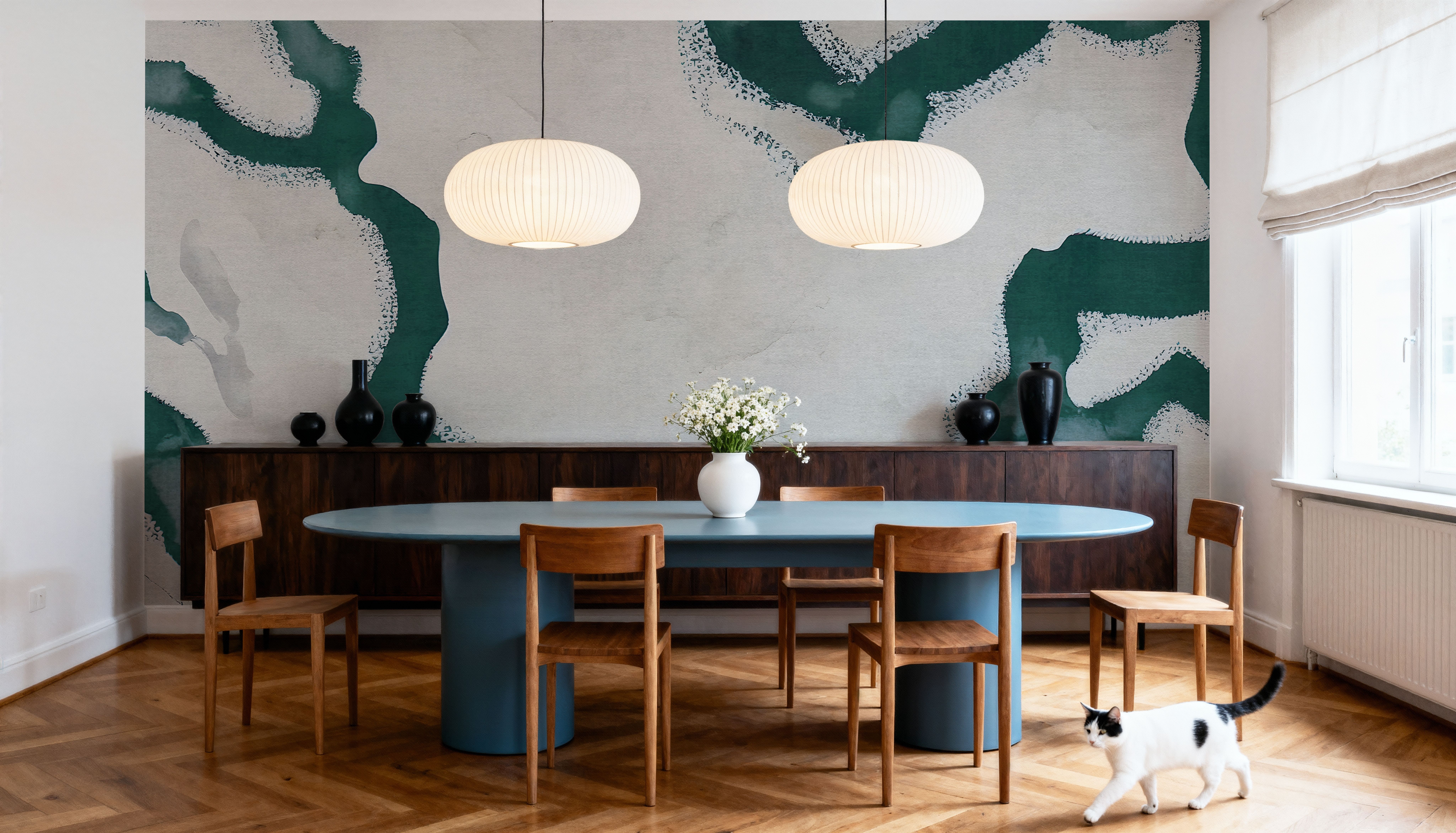 Abstract River Marks, Fresh Green, Wallpaper