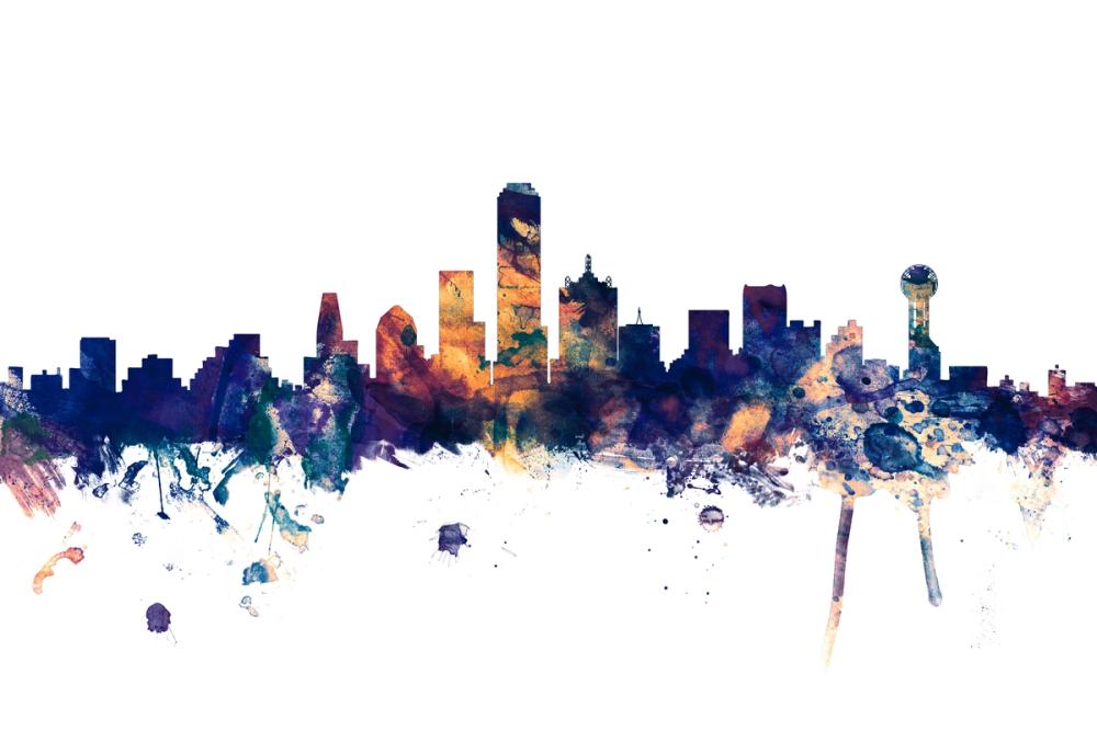 Dallas Skyline Blue & Bronze
