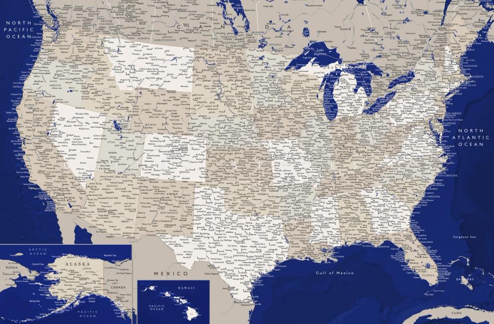 US Map Detailed - Kameryn