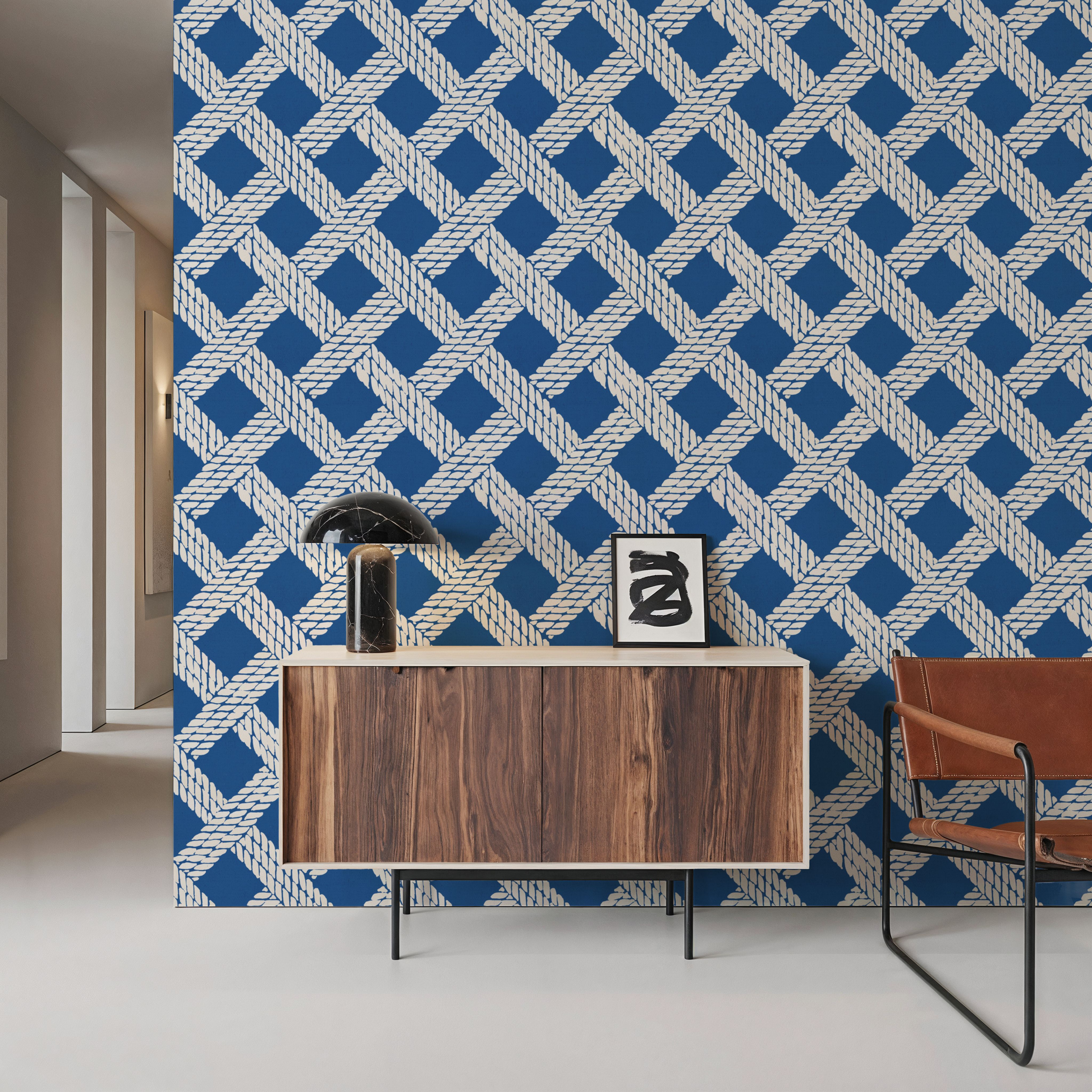 Seafood Shanty White On Blue I, Wallpaper