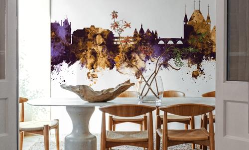 Thun Switzerland Skyline Purple & Gold