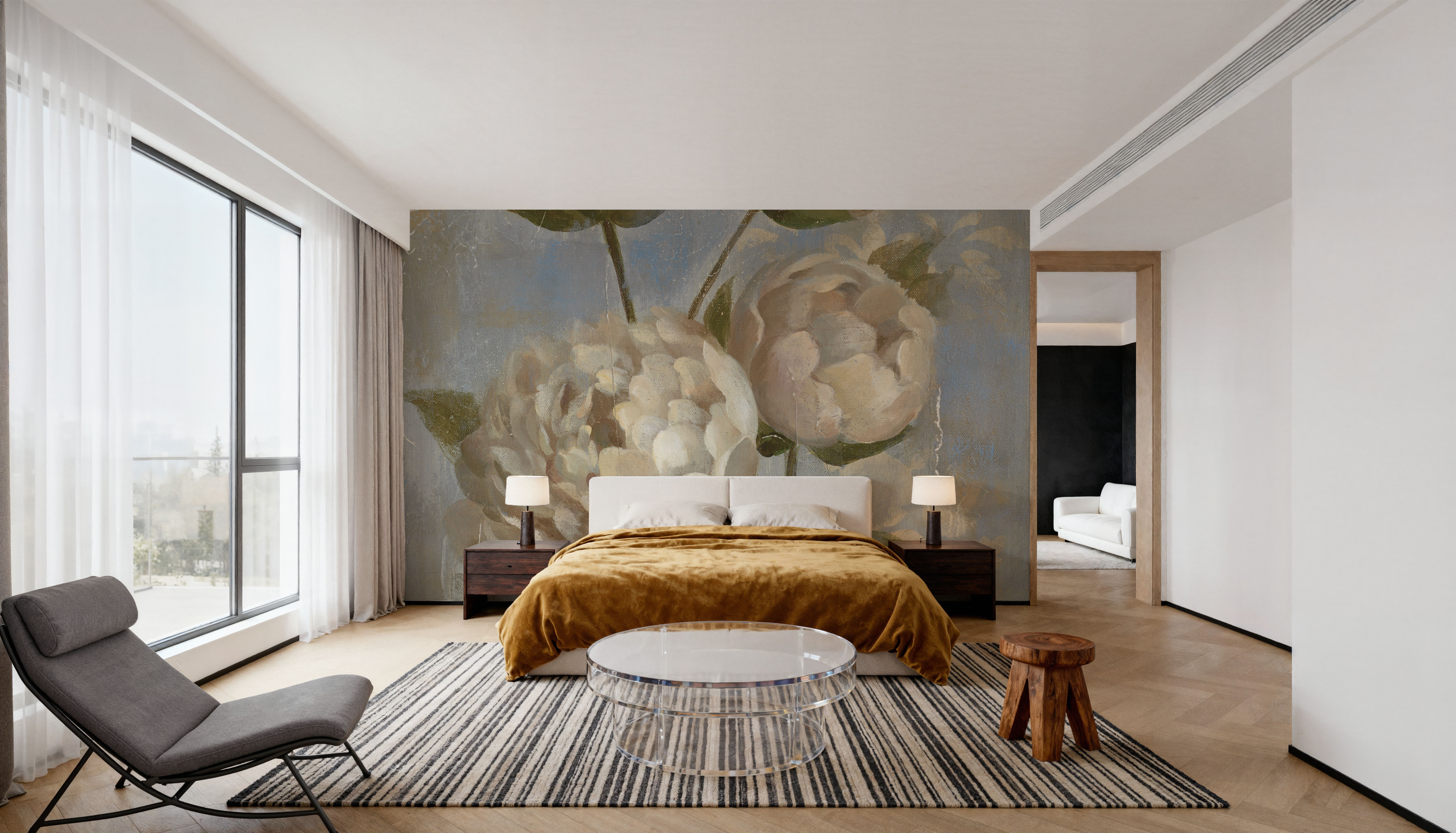 Peony on Blue, Wallpaper