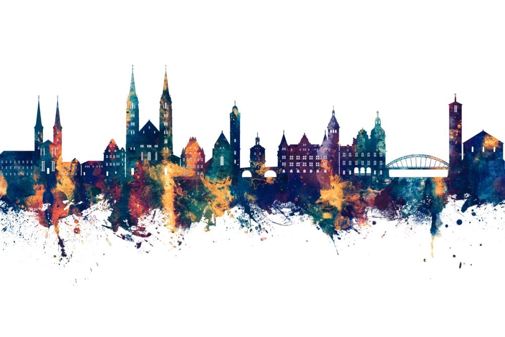 Bamberg Germany Skyline Blue & Bronze