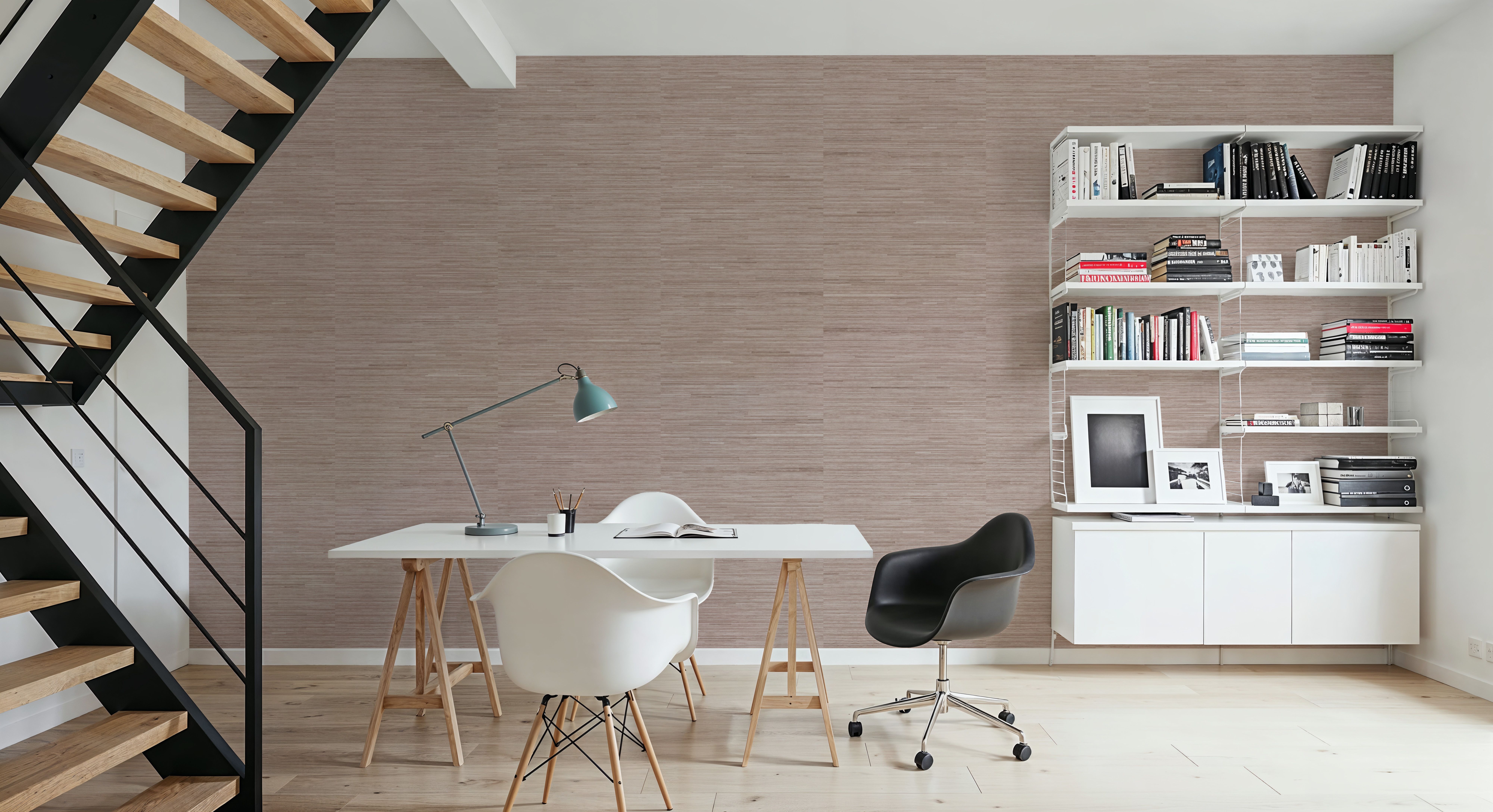 Faux Grasscloth with Visible Seams, Rose Clay