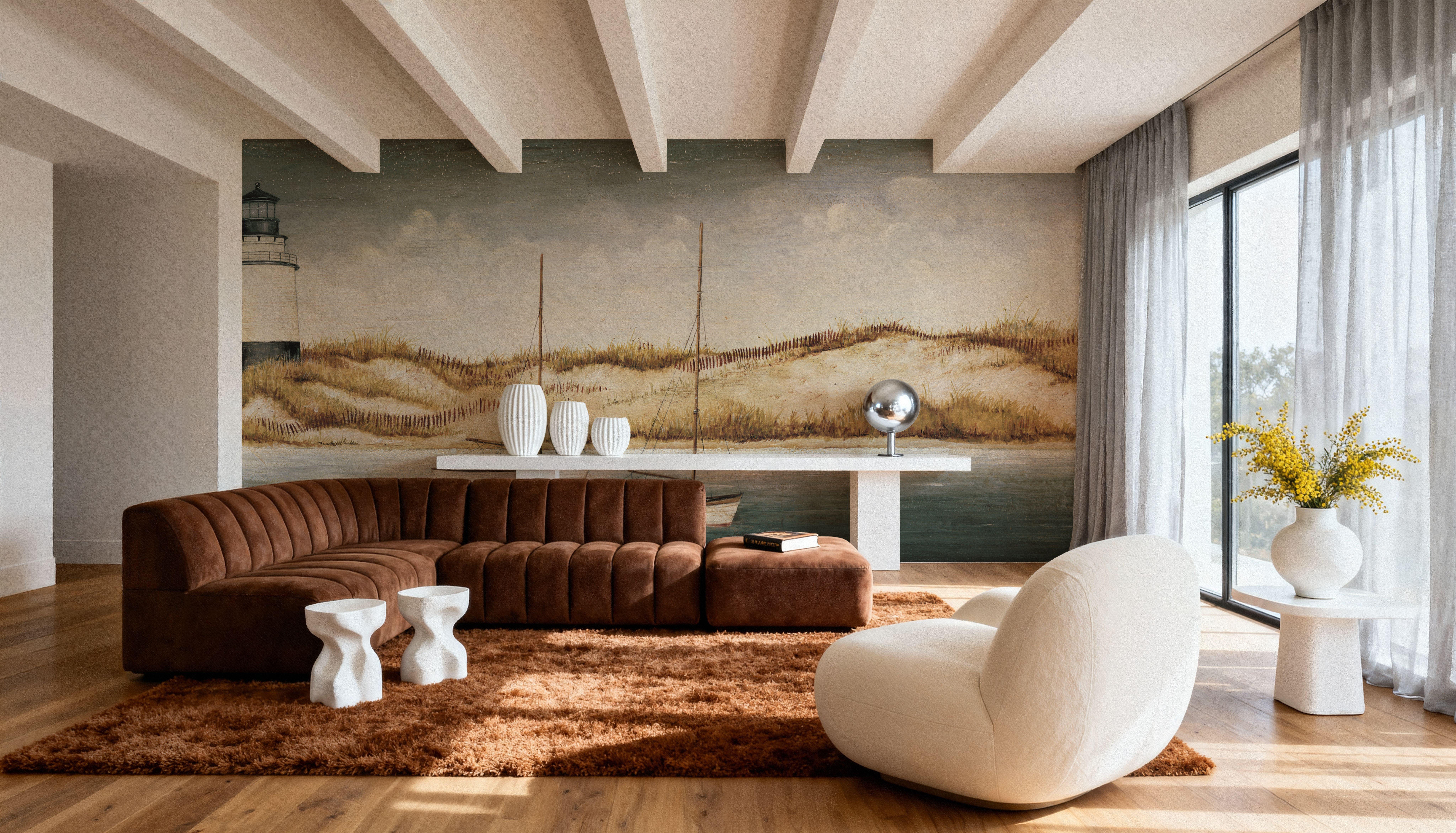 Sailboats off the Coast, Wallpaper