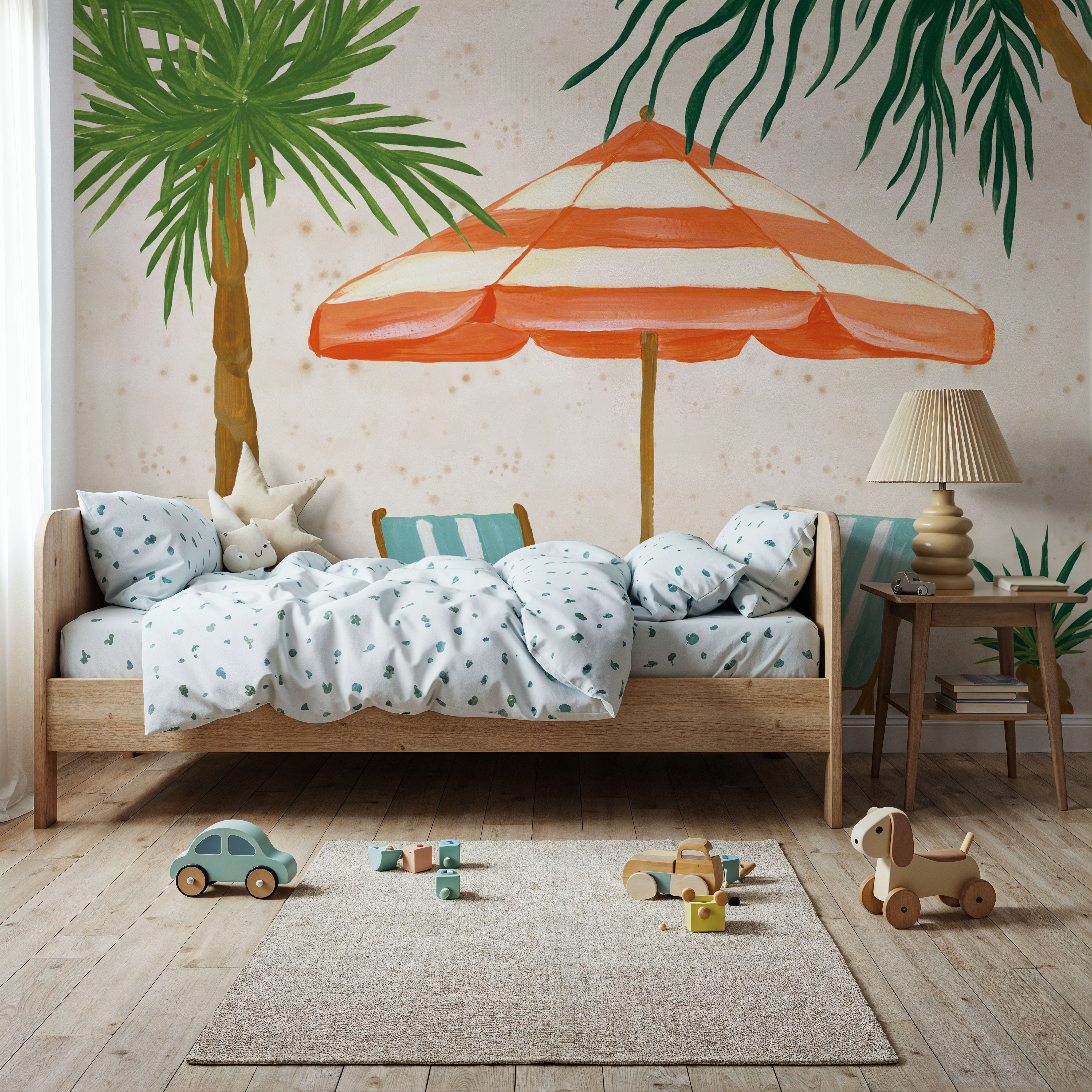 Wall Mural - Beach Day III - Beach Landscapes mural wallpaper - Orange - Kids' Room - Wallism UK - Premium, Textured or Peel & Stick