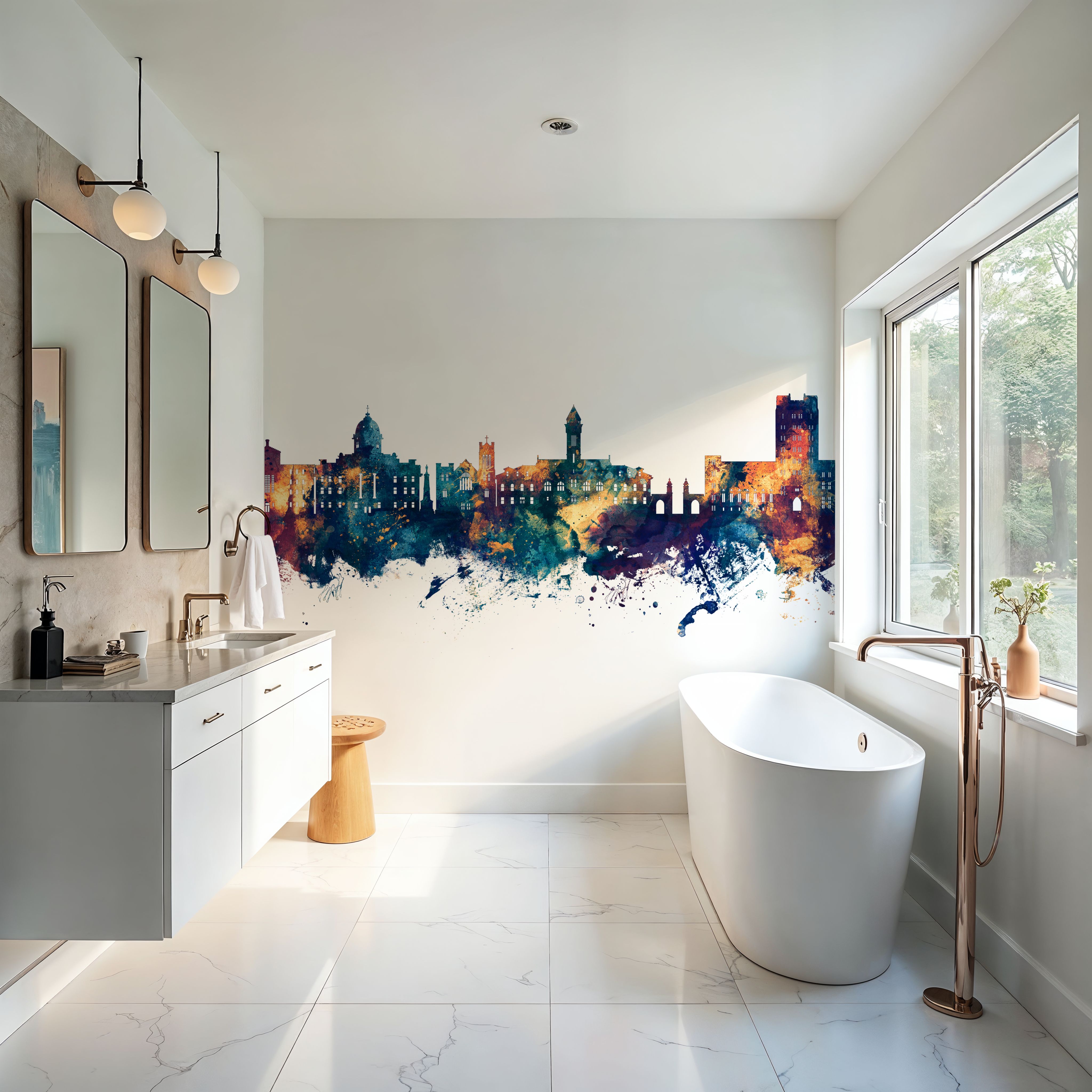 Bloomington Indiana Skyline Blue & Bronze