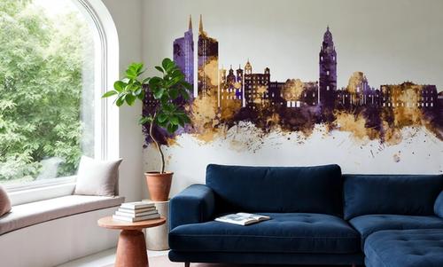 Murcia Spain Skyline Purple & Gold