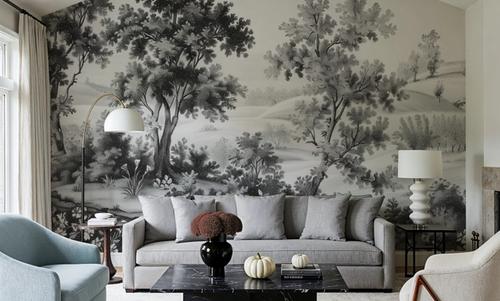 Pastoral Toile, Black & White