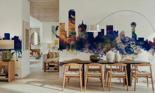 Dallas Skyline Blue & Bronze