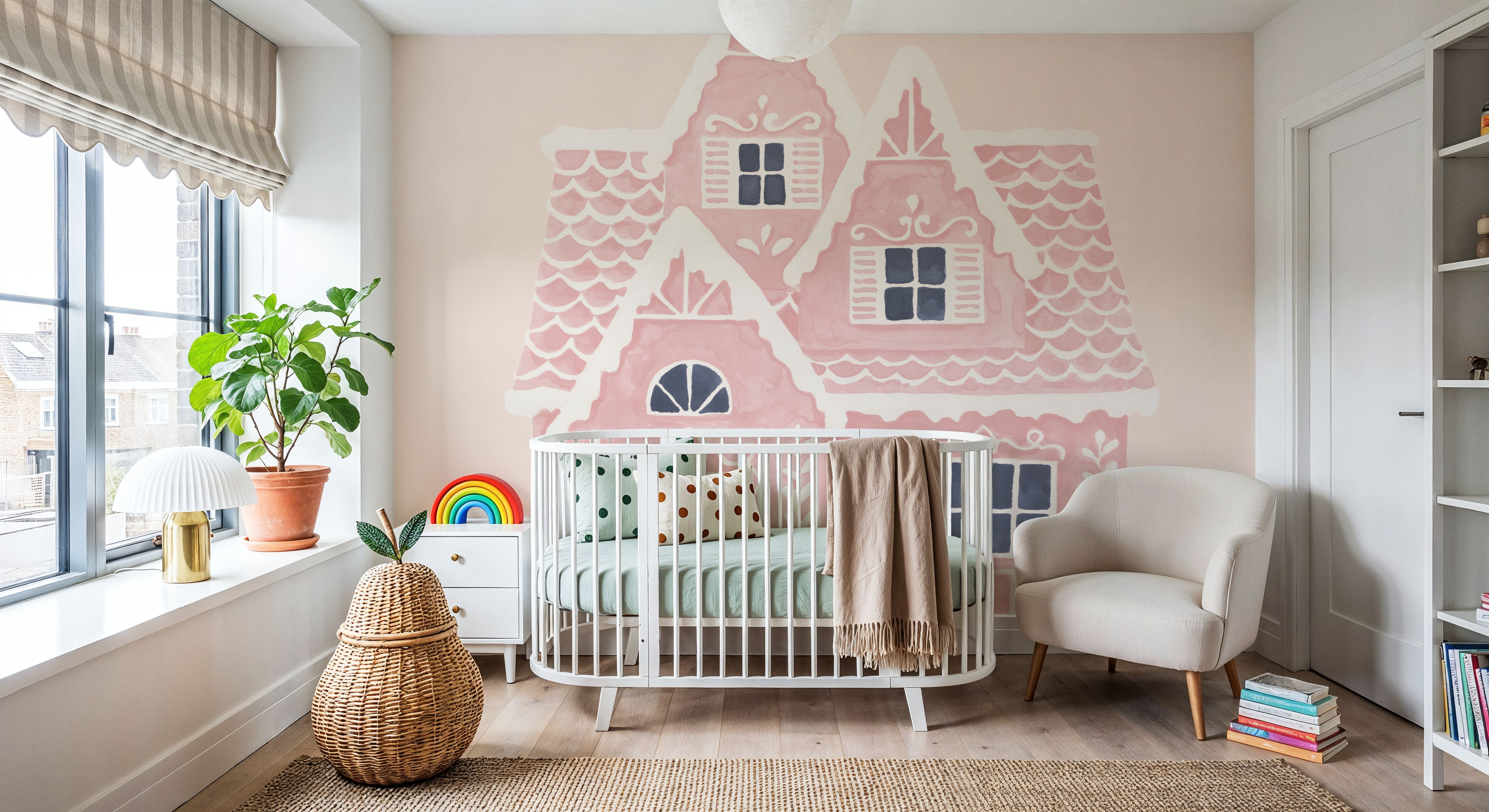 Gingerbread Dream House II Pink, Wallpaper