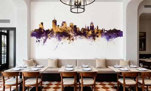 Quebec Canada Skyline Purple & Gold