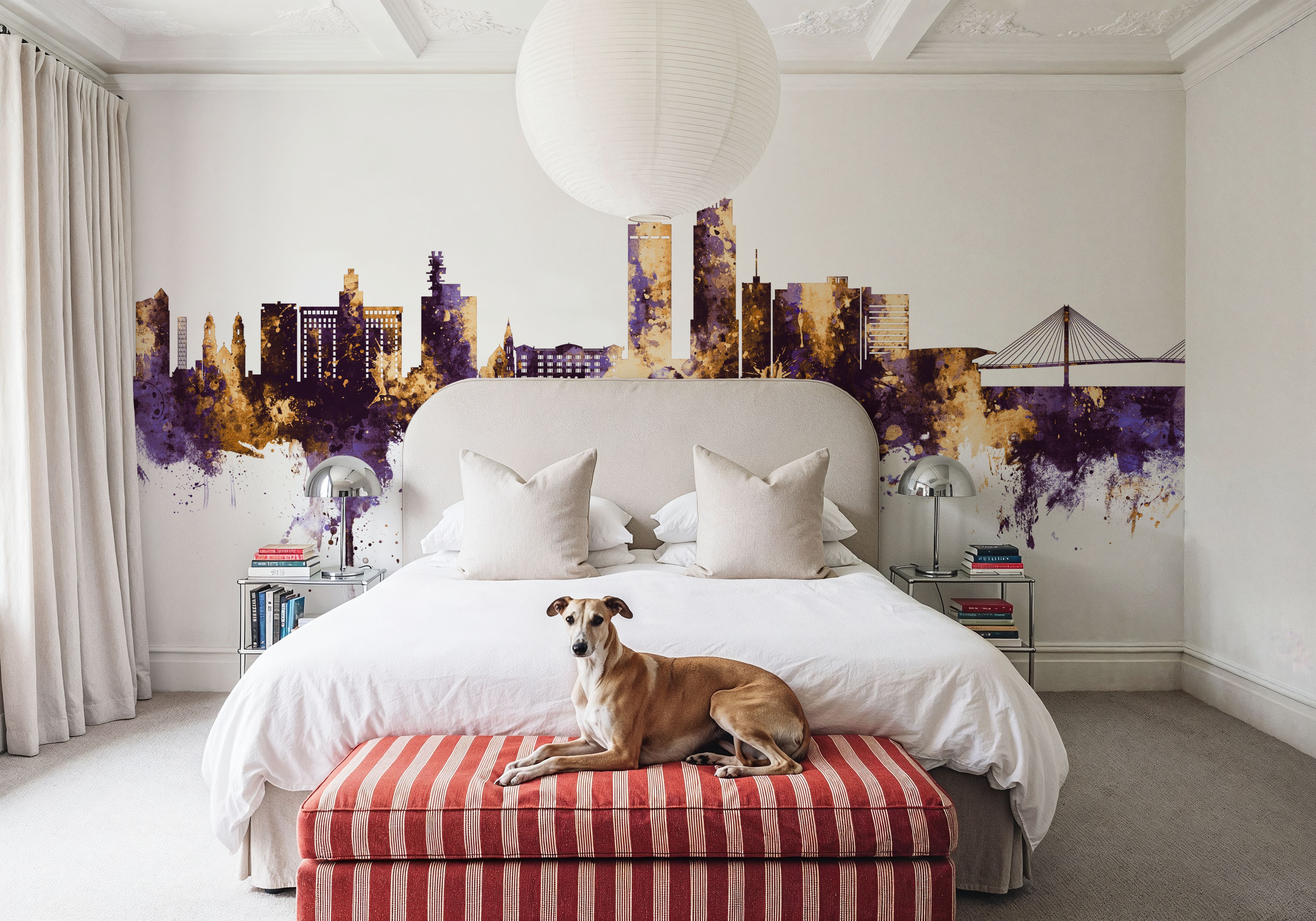 Omaha Nebraska Skyline Purple & Gold