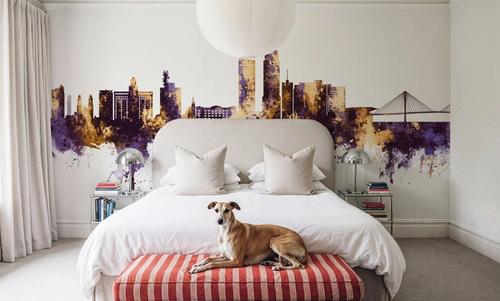 Omaha Nebraska Skyline Purple & Gold