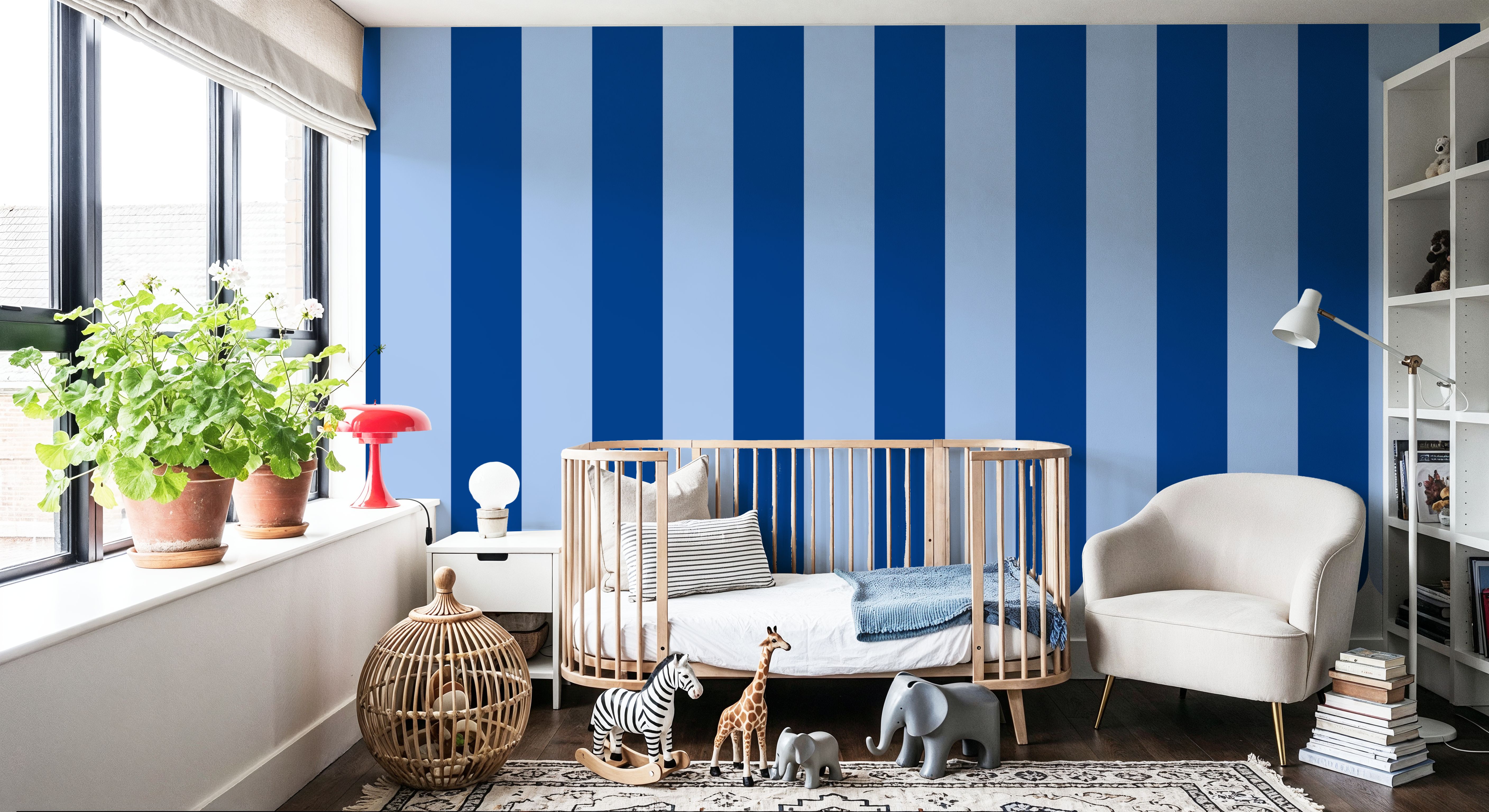 Scalloped Circus Stripes, Blue on Blue