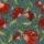 Indial Floral, Vermilion on Teal