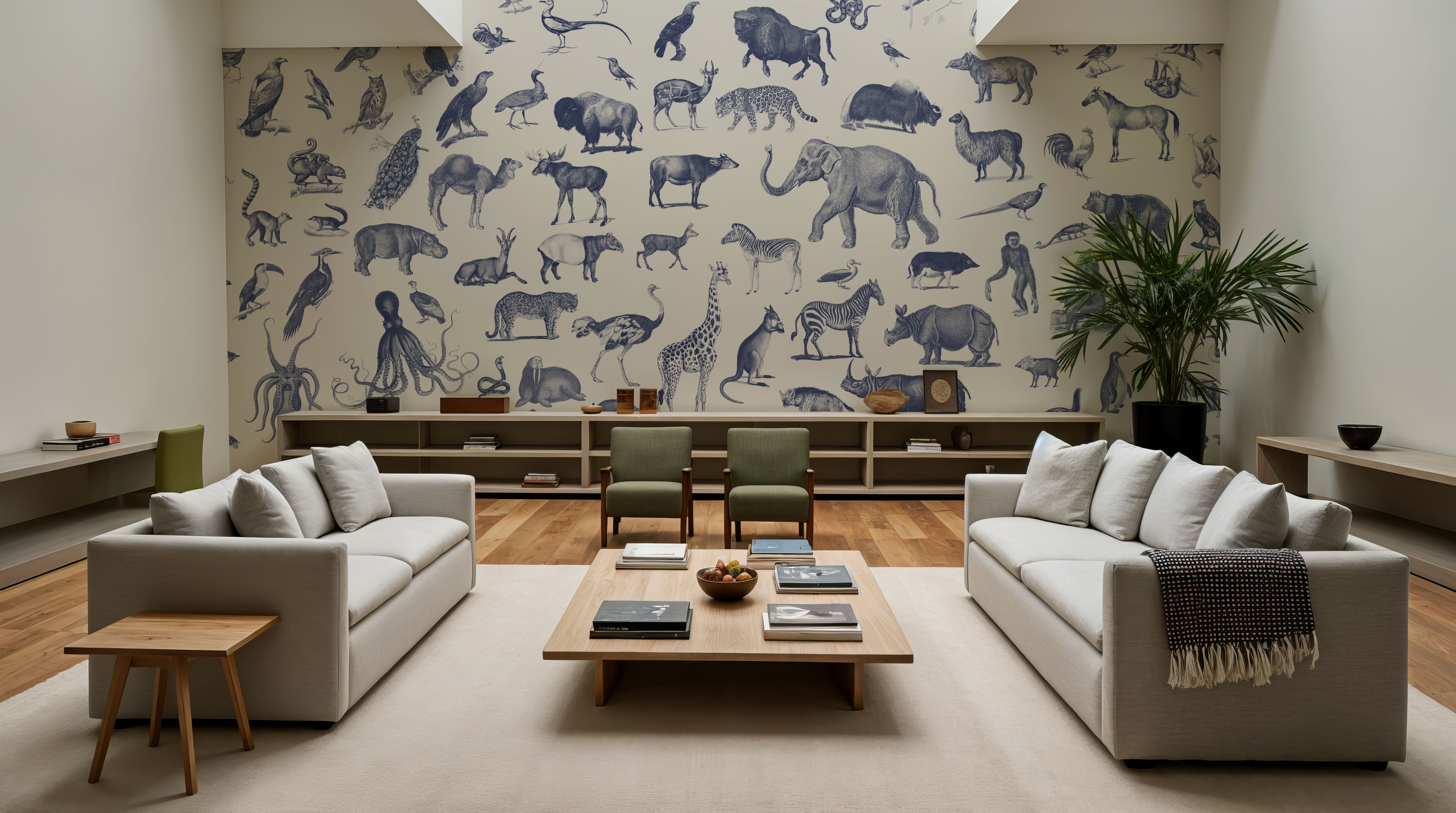 Vintage Animals, Ink Blue