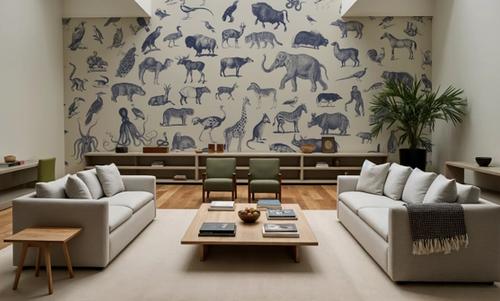Vintage Animals, Ink Blue