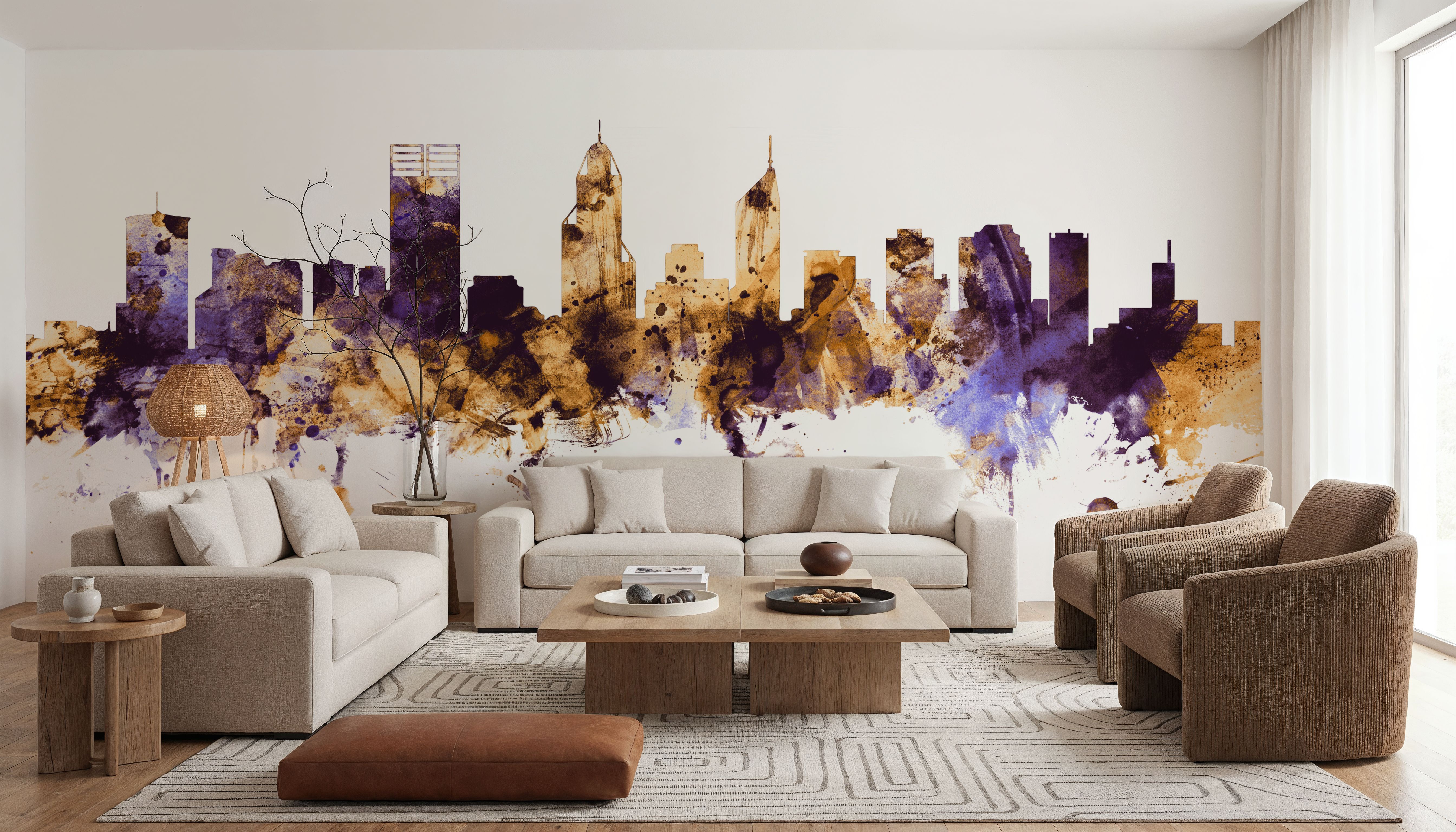 Perth Australia Skyline Purple & Gold