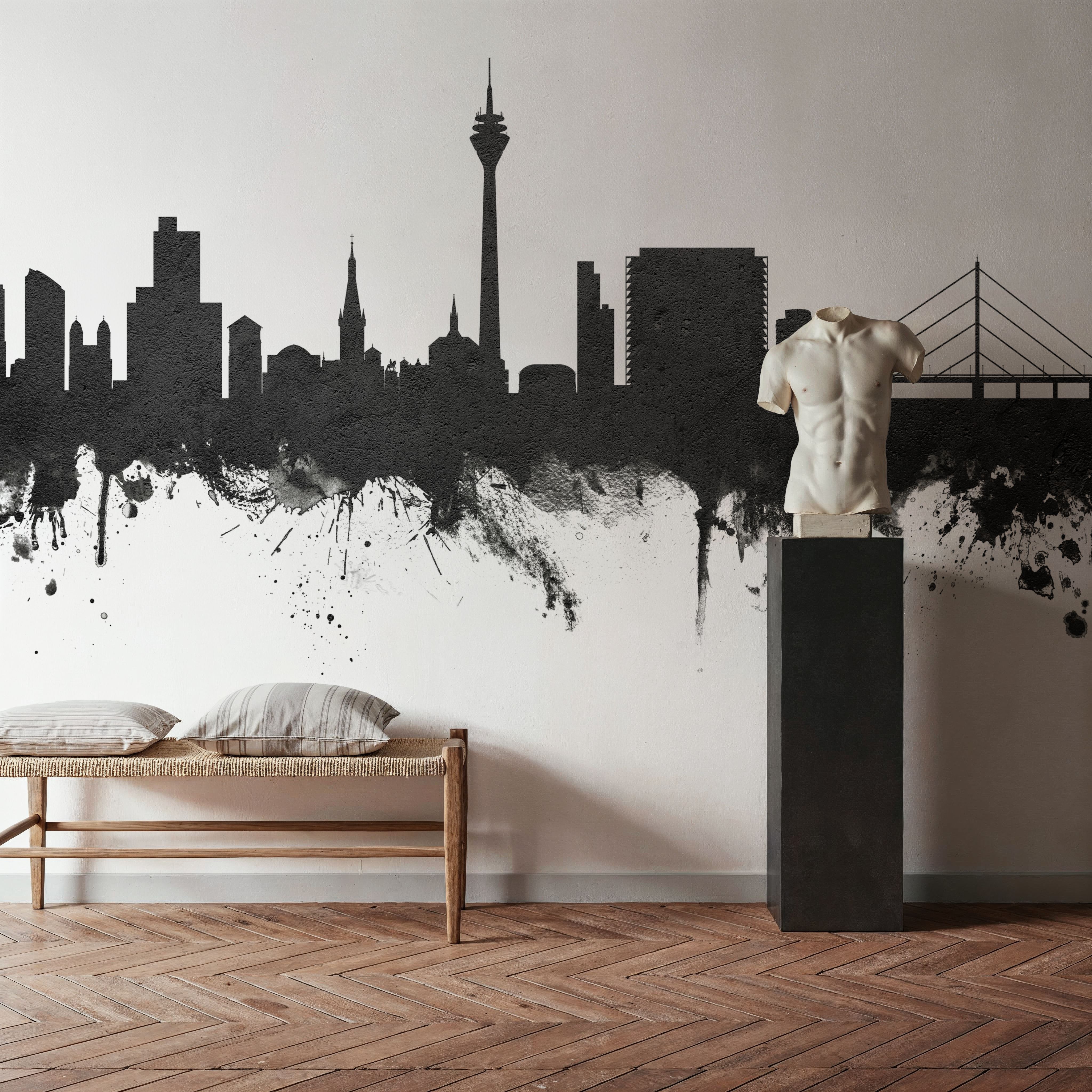 Düsseldorf Germany Skyline Black & White