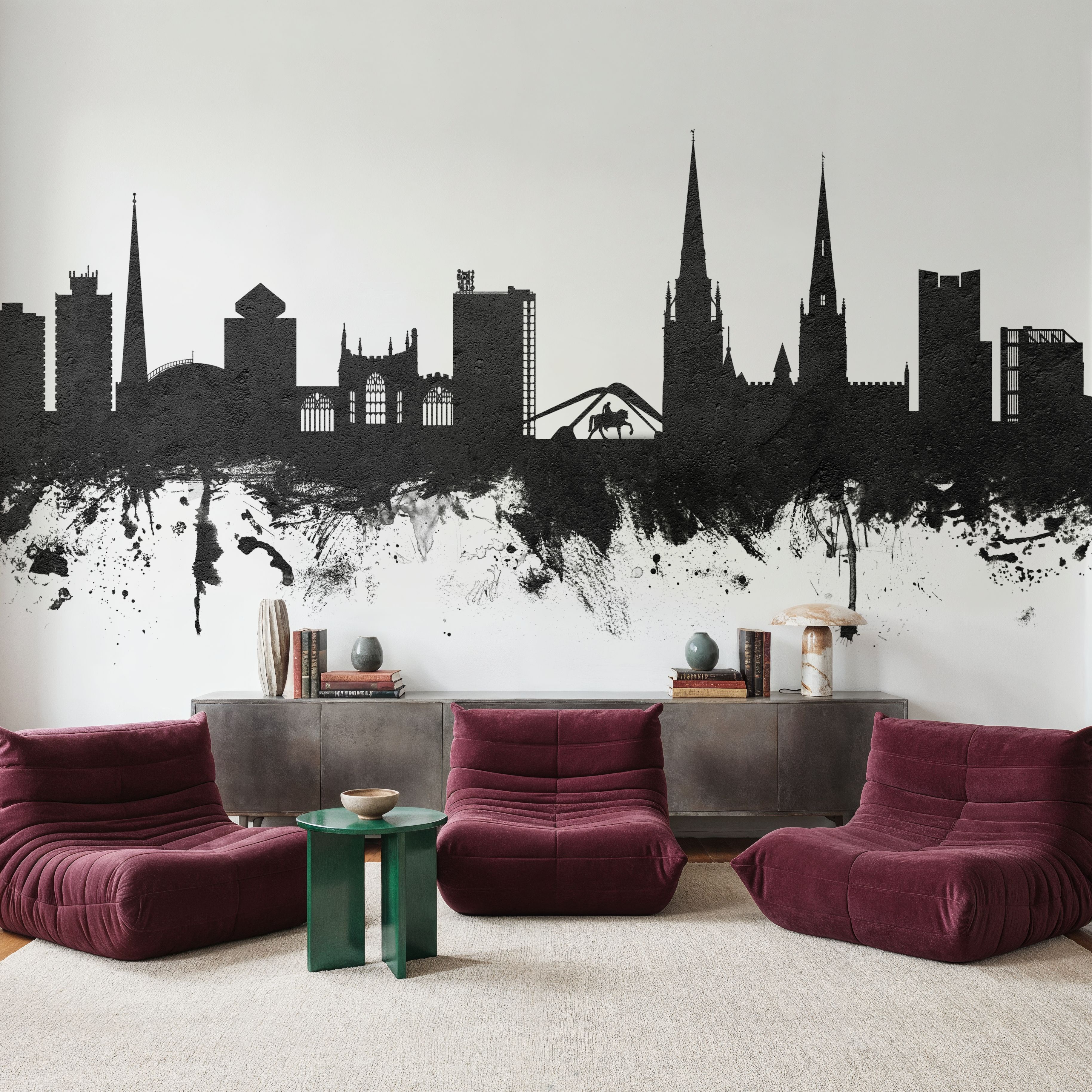 Coventry England Skyline Black & White