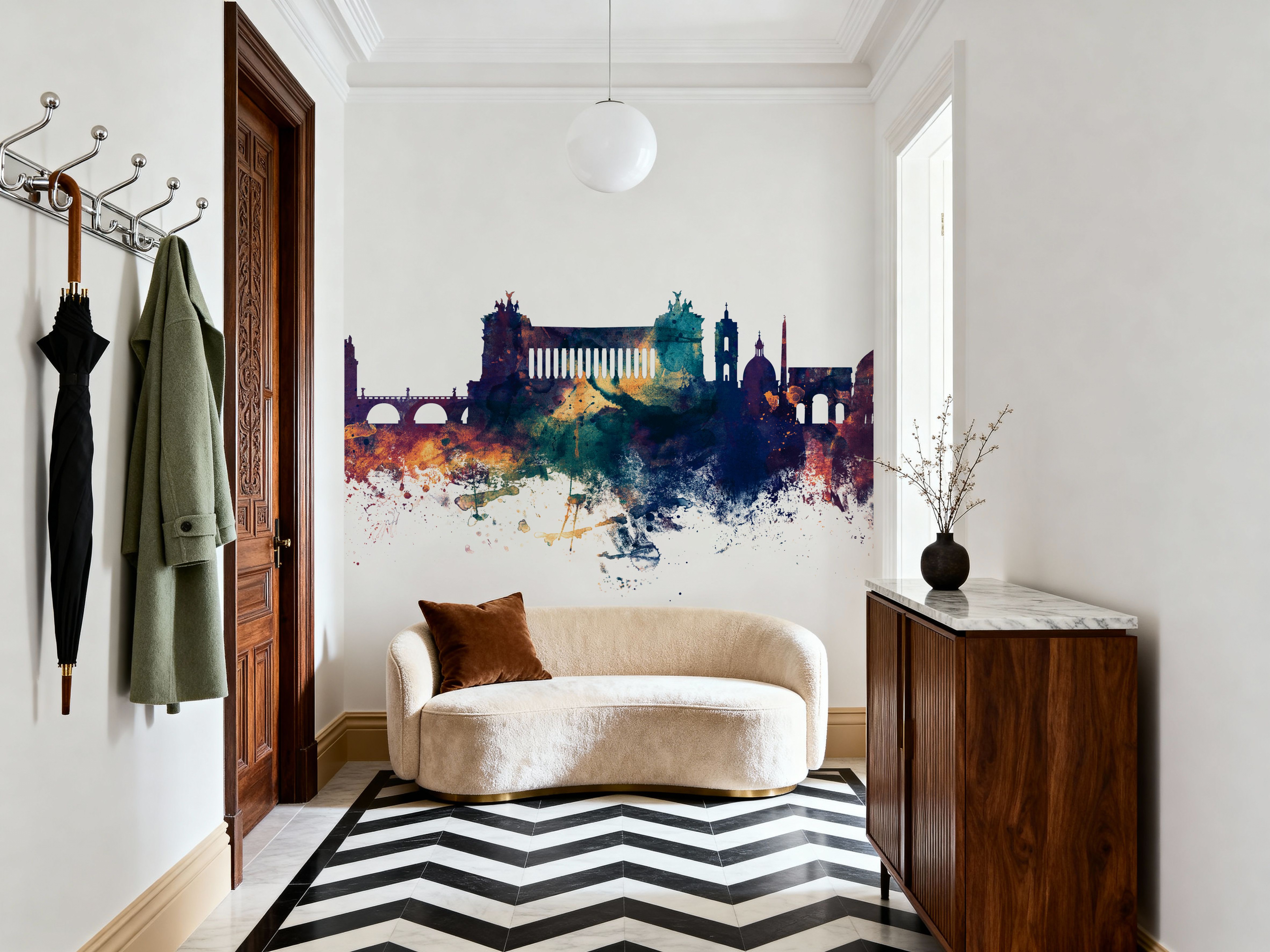 Rome Italy Skyline Blue & Bronze