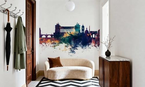 Rome Italy Skyline Blue & Bronze