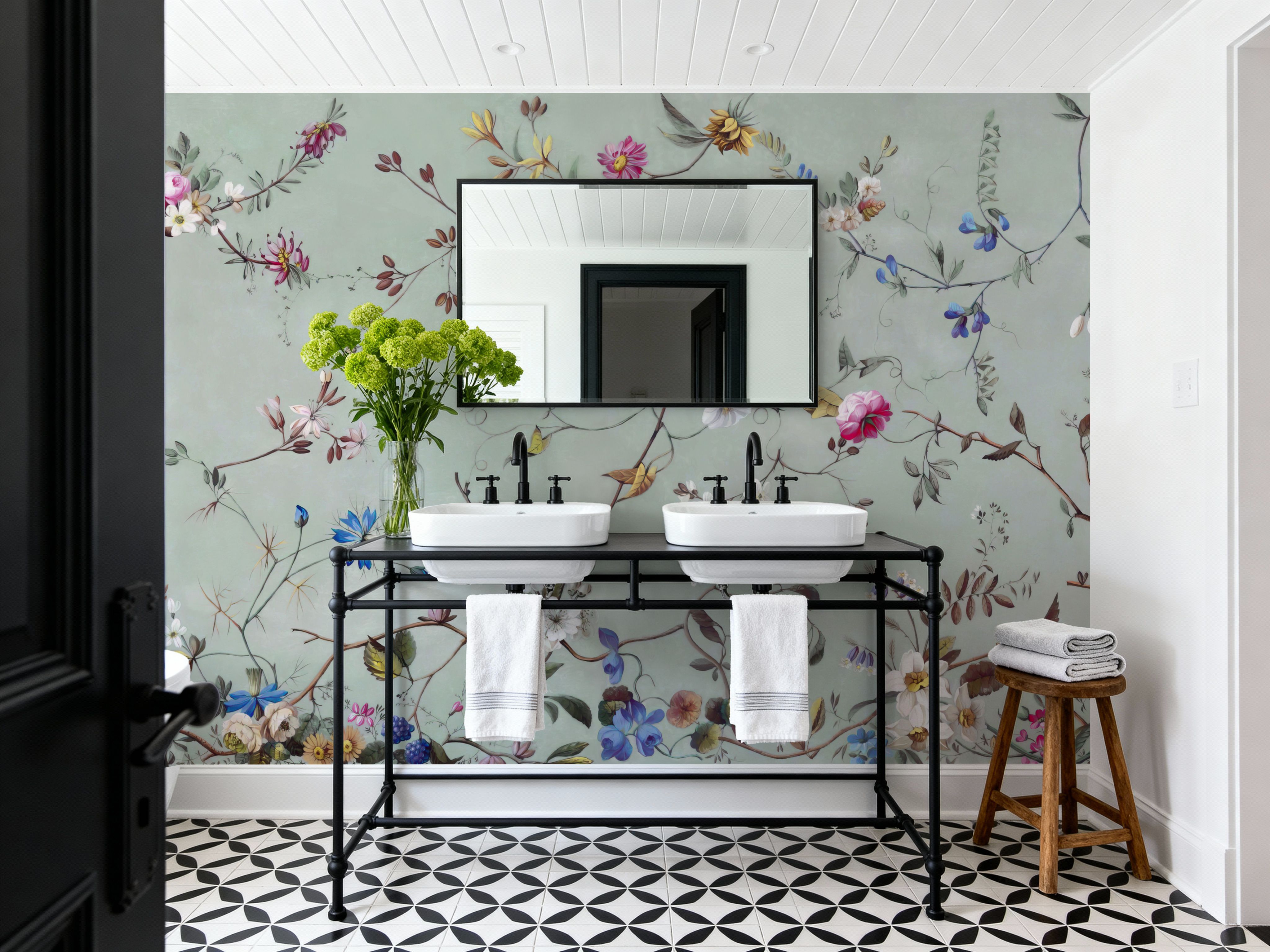 Floral Heaven, Vibrant on Sage