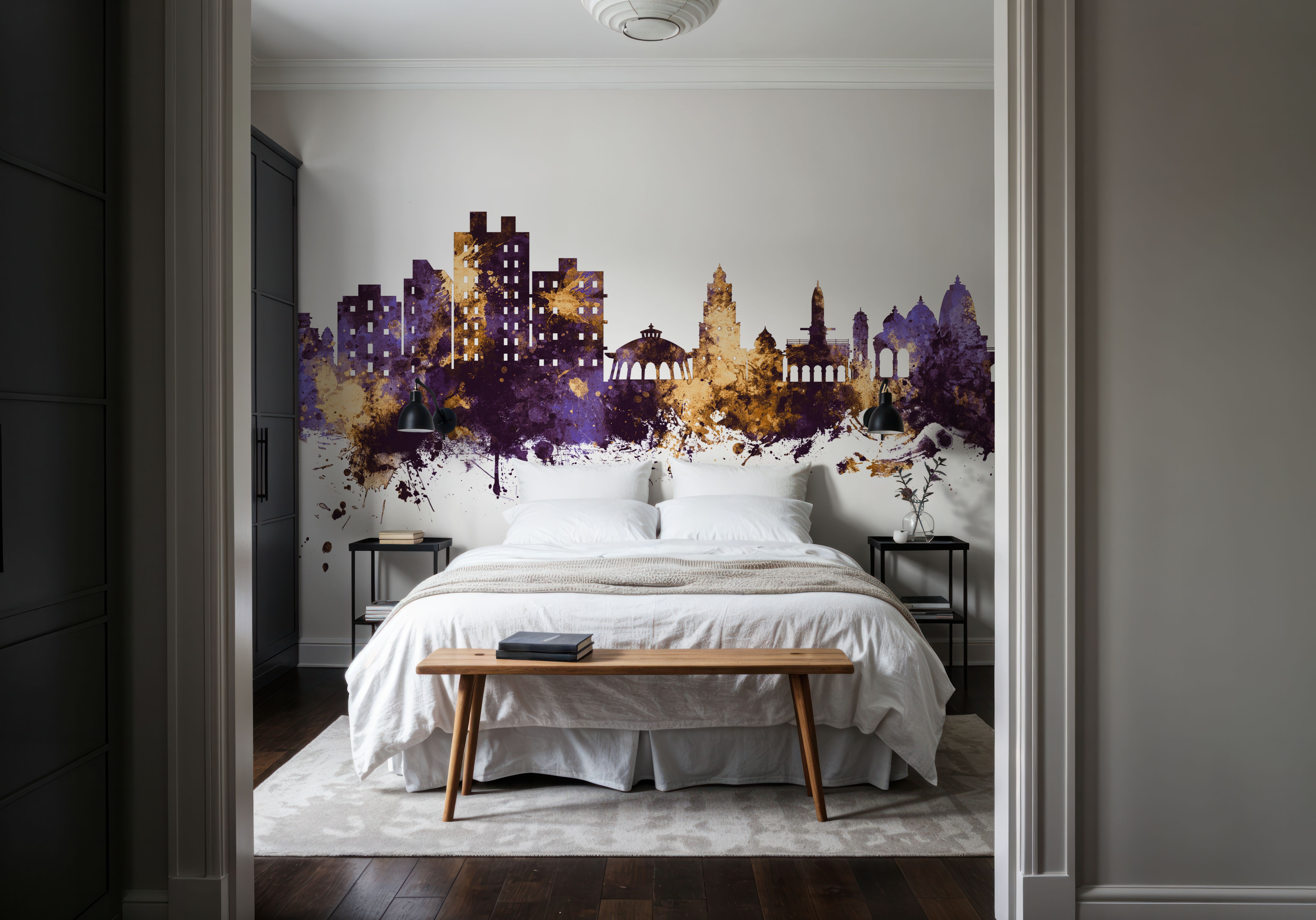 Nashik India Skyline Purple & Gold