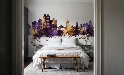 Nashik India Skyline Purple & Gold