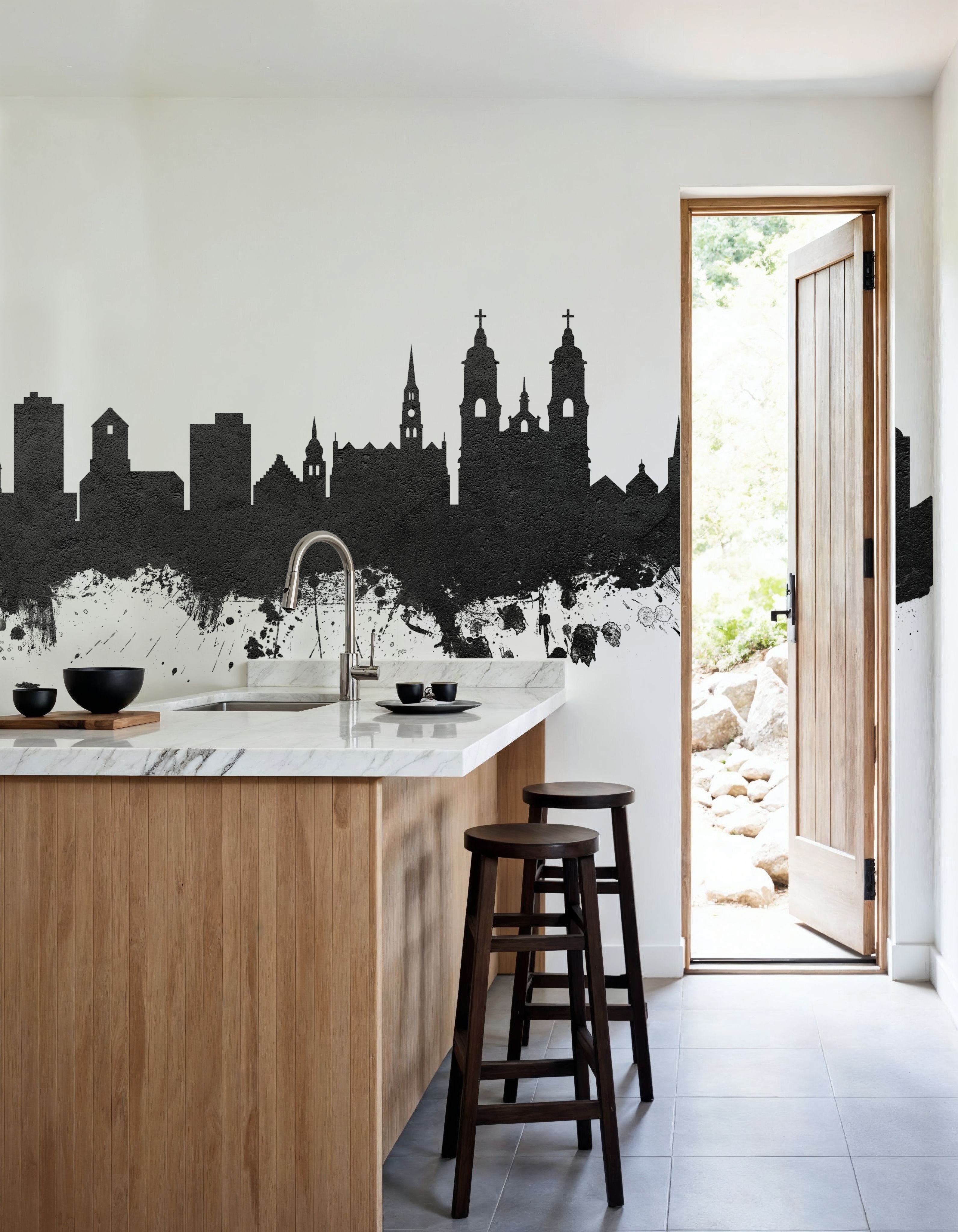 St Gallen Switzerland Skyline Black & White