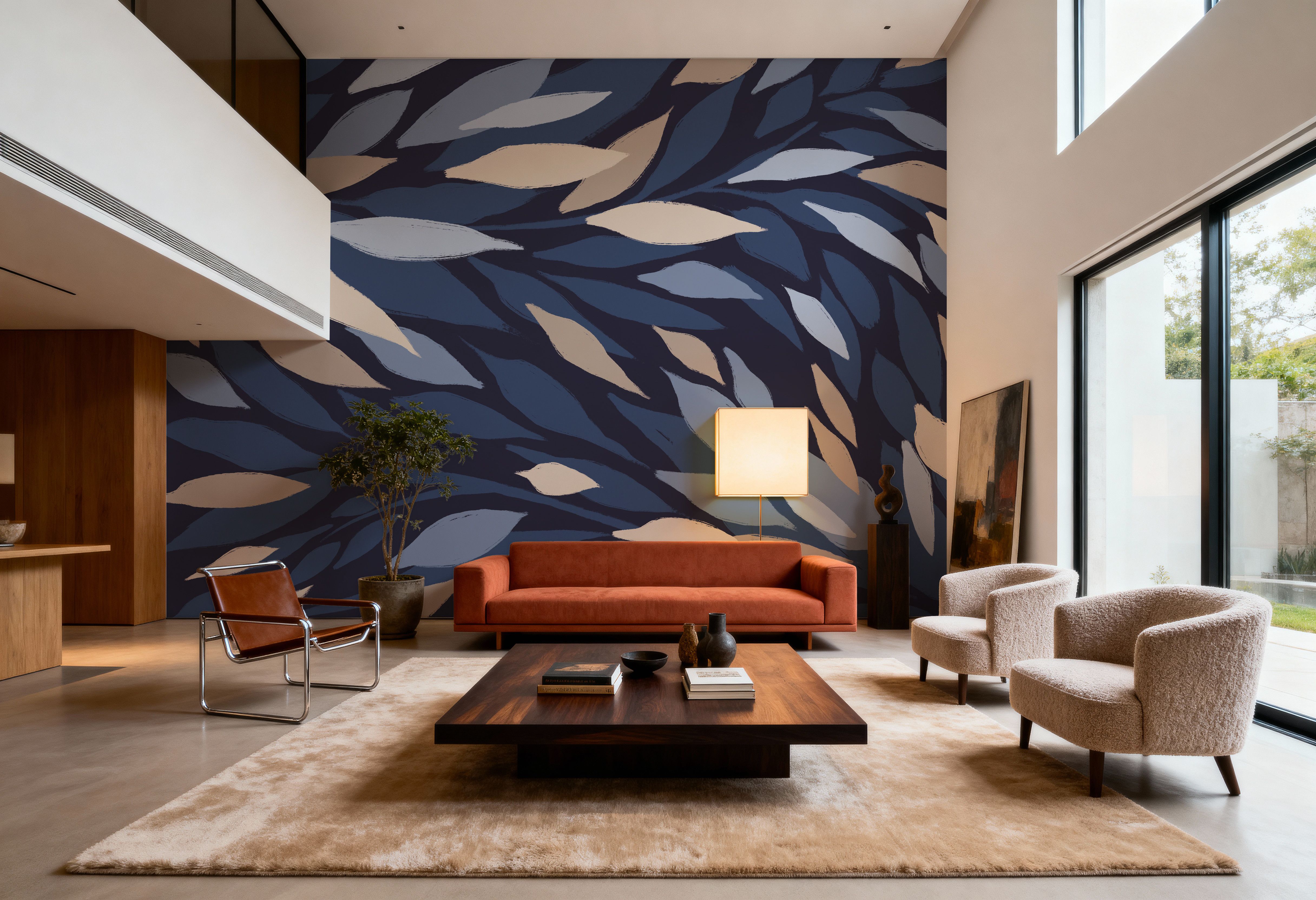 Leafy Lines Dark Plain