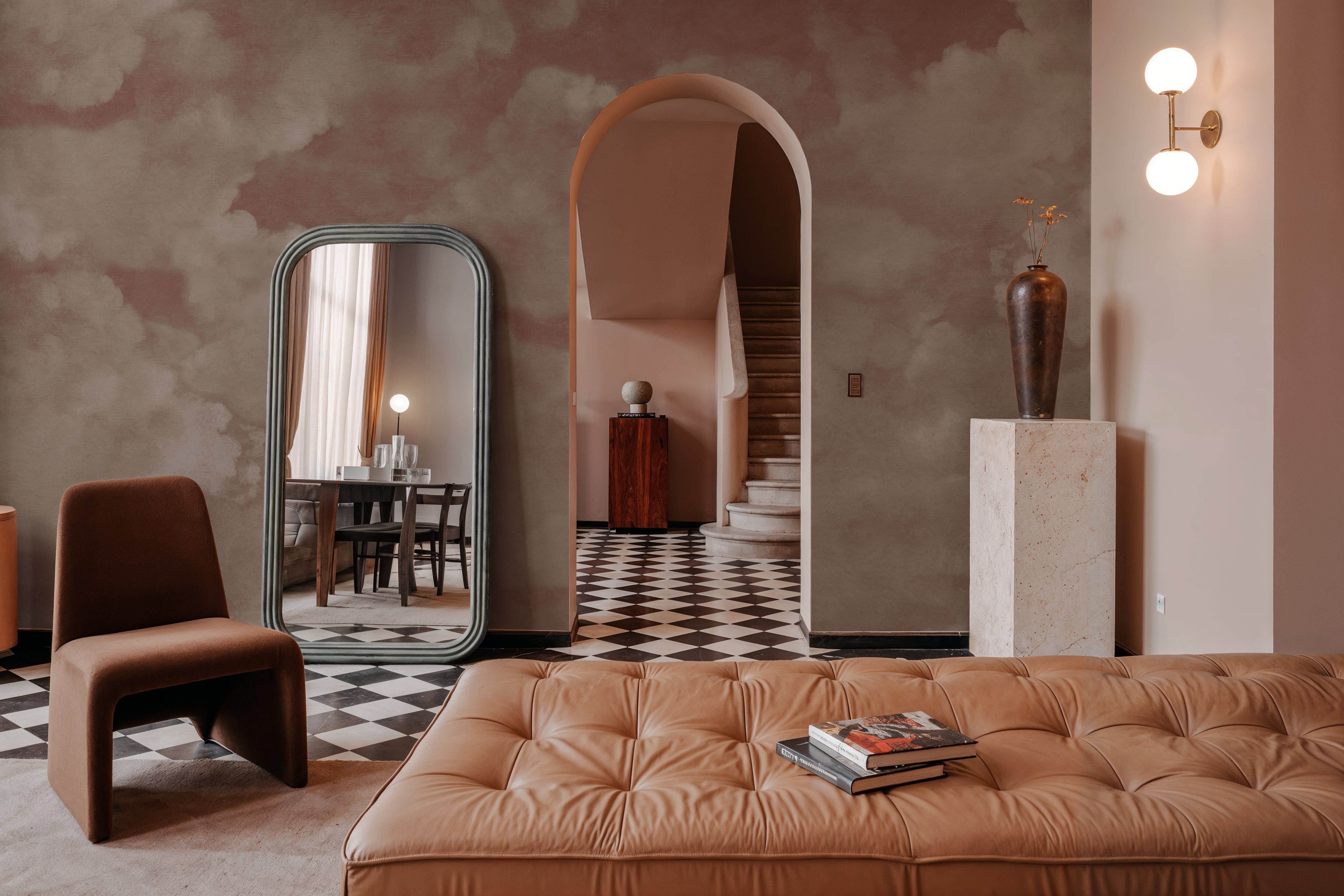 Painted Dreamy Clouds, Dusty Rose, Papier peint