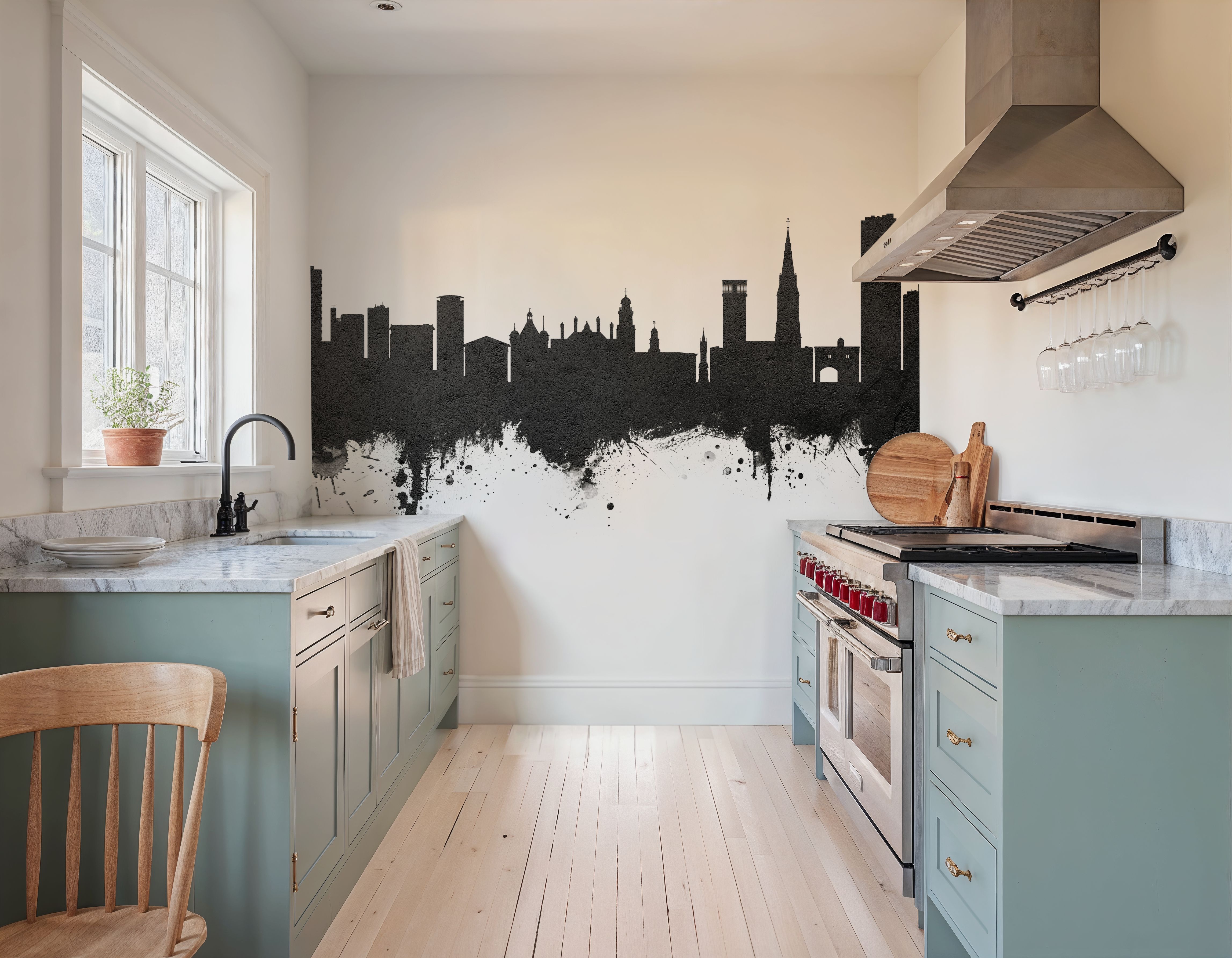 Leicester England Skyline Black & White