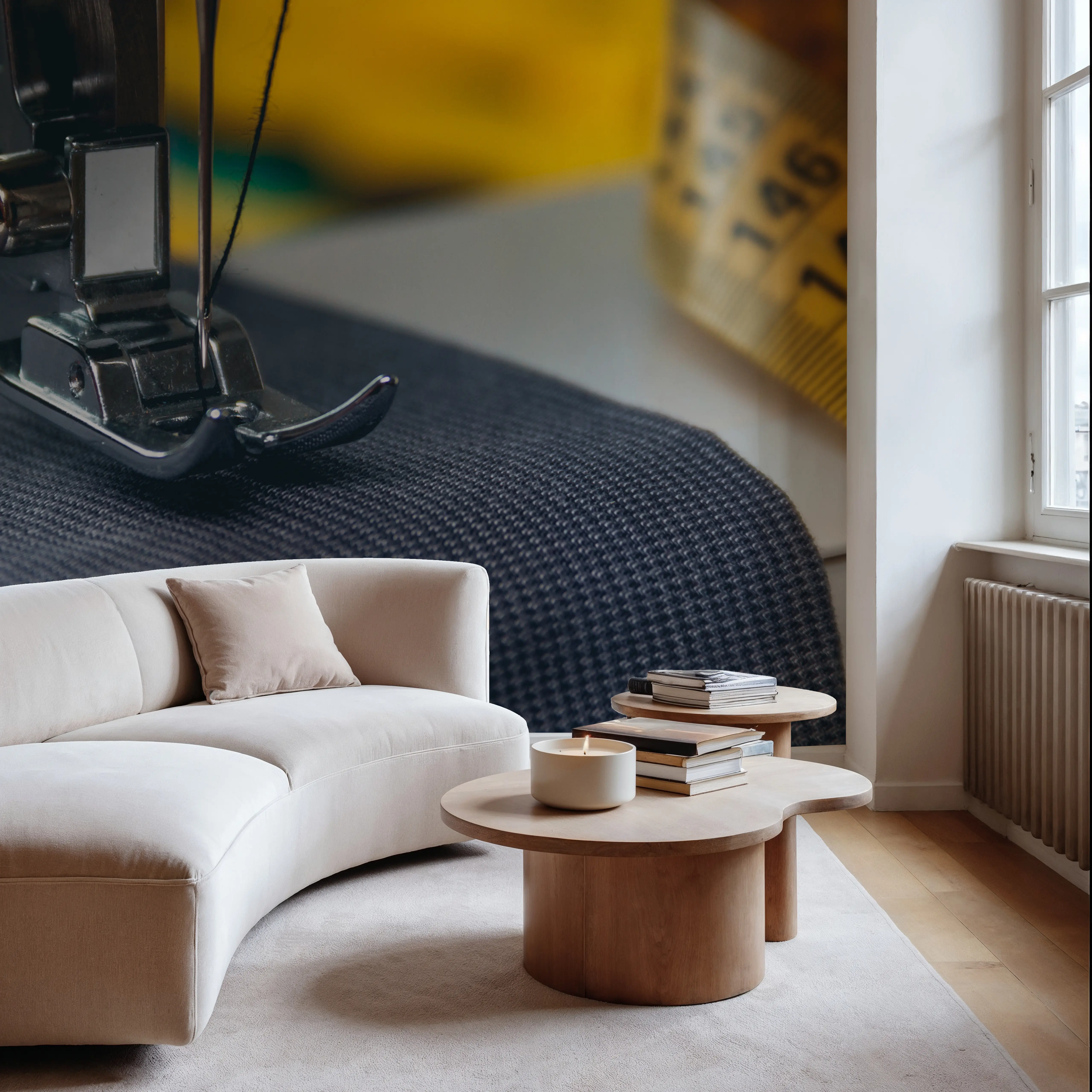 Wall Mural - Sewing Machine - Fashion Hobbies mural wallpaper - Gray - Offices - Wallism UK - Peel & Stick or Paste-the-Wall