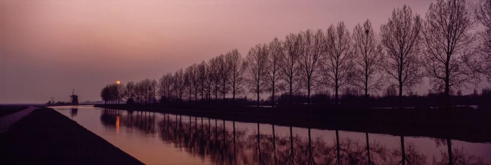 Windmill Twilight Reflection