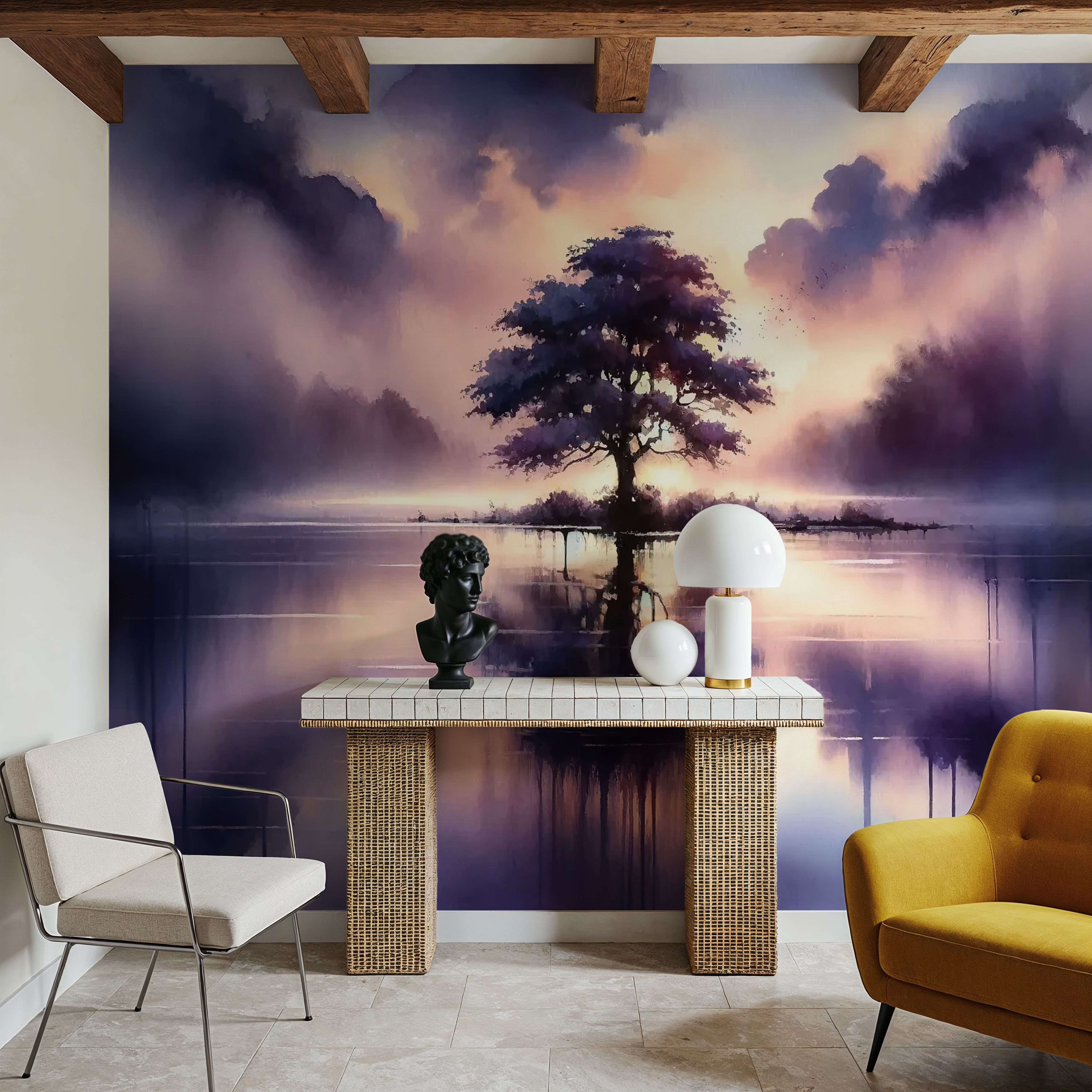 Whispers of Dawn on a Misty Lake Solitude