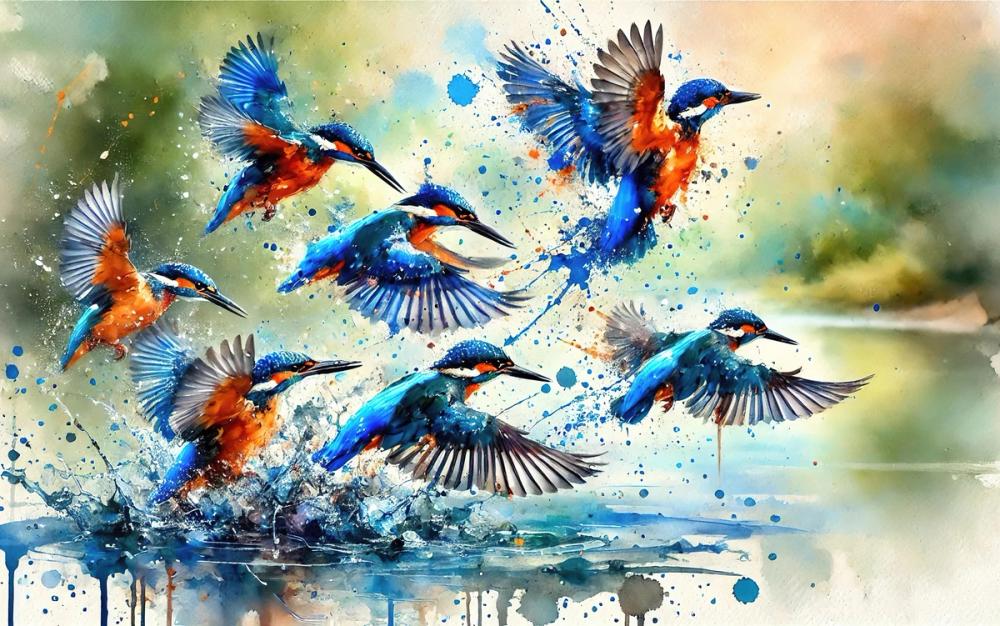 Aqua Flight of Kingfishers